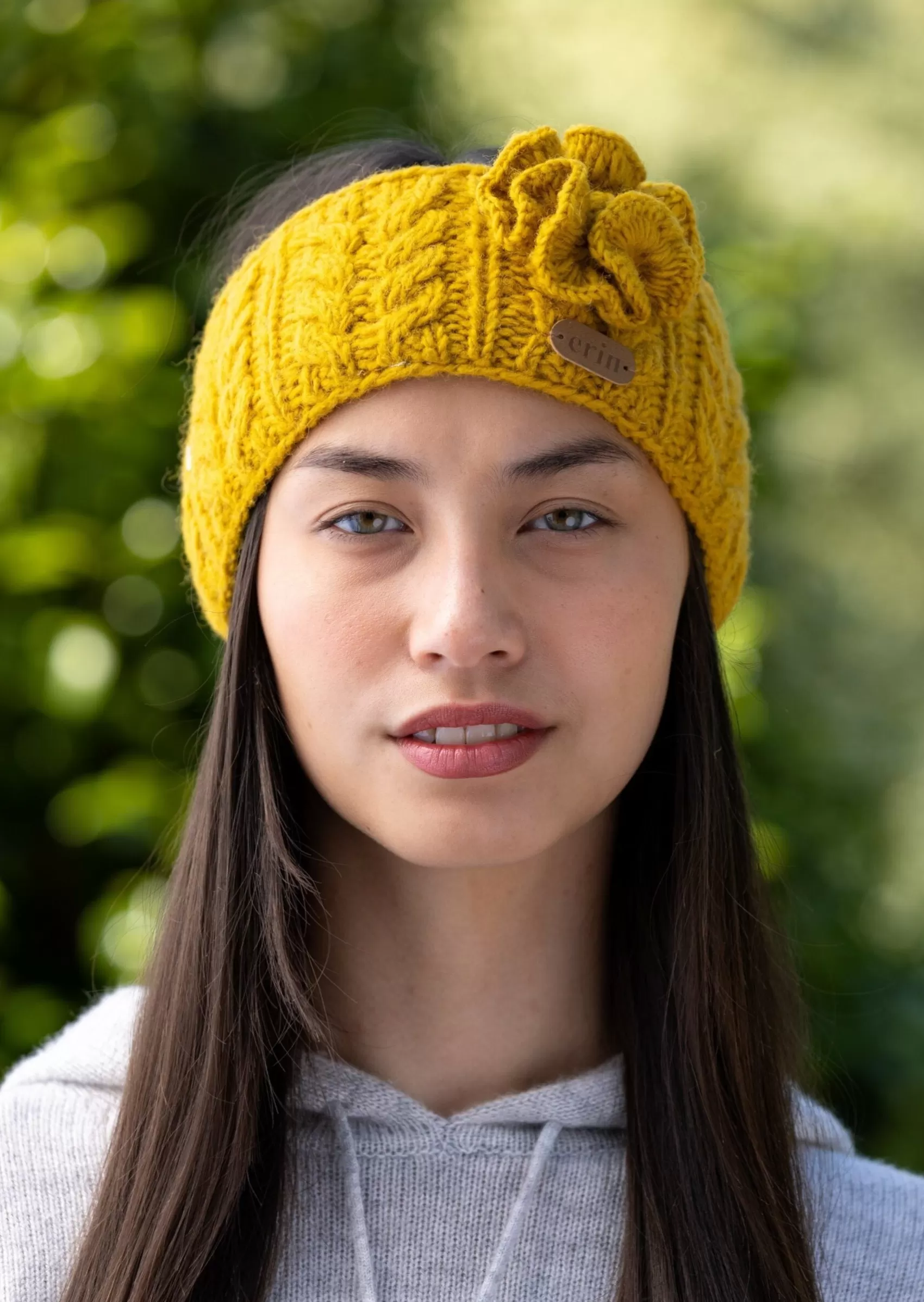 Hats & Caps^Erin Knitwear Aran Knitted Flower Wool Headband | Sunflower