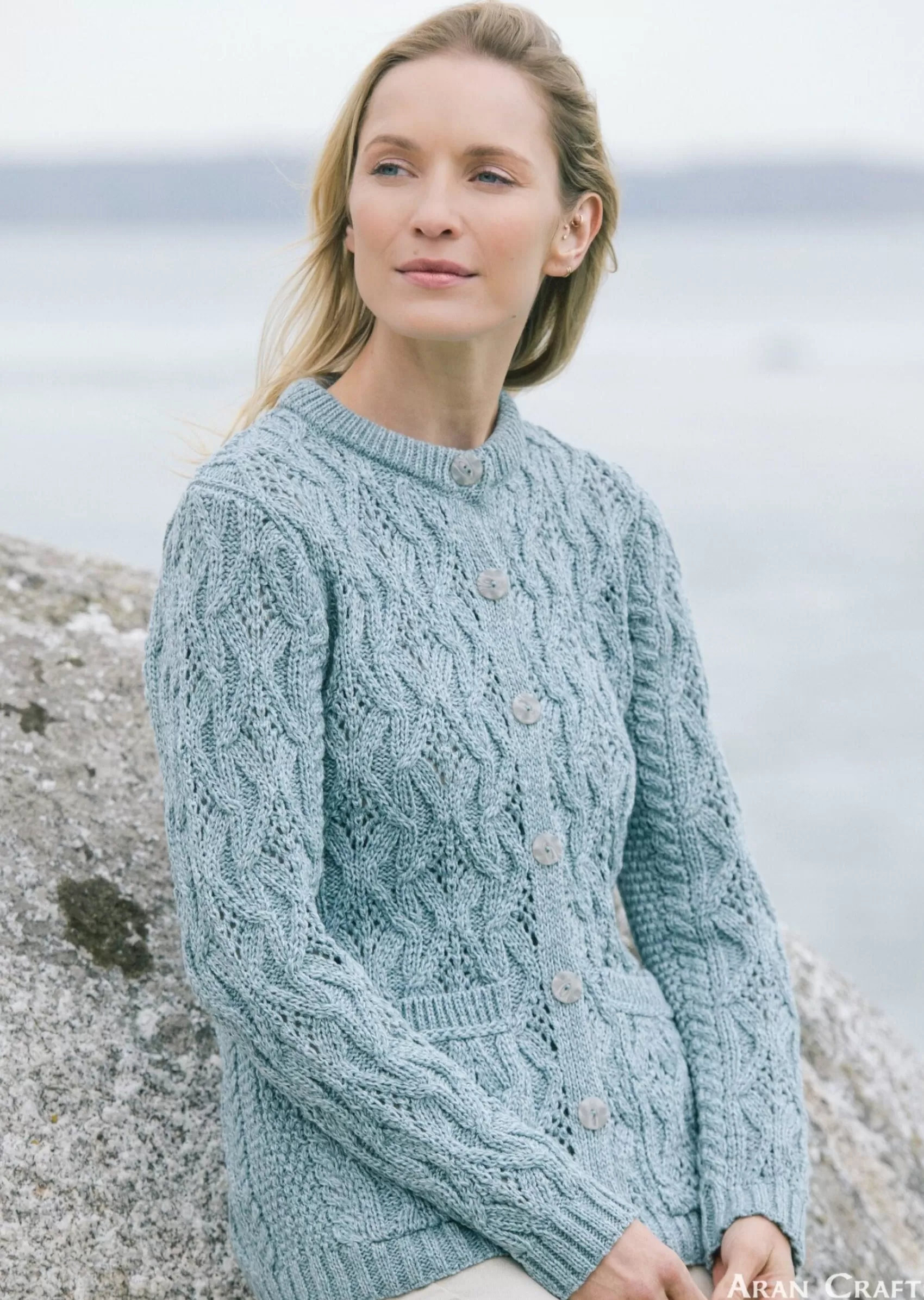 Aran Sweaters | Aran Cardigans^Aran Crafts Aran Lace Style Lumber Cardigan | Mermaid