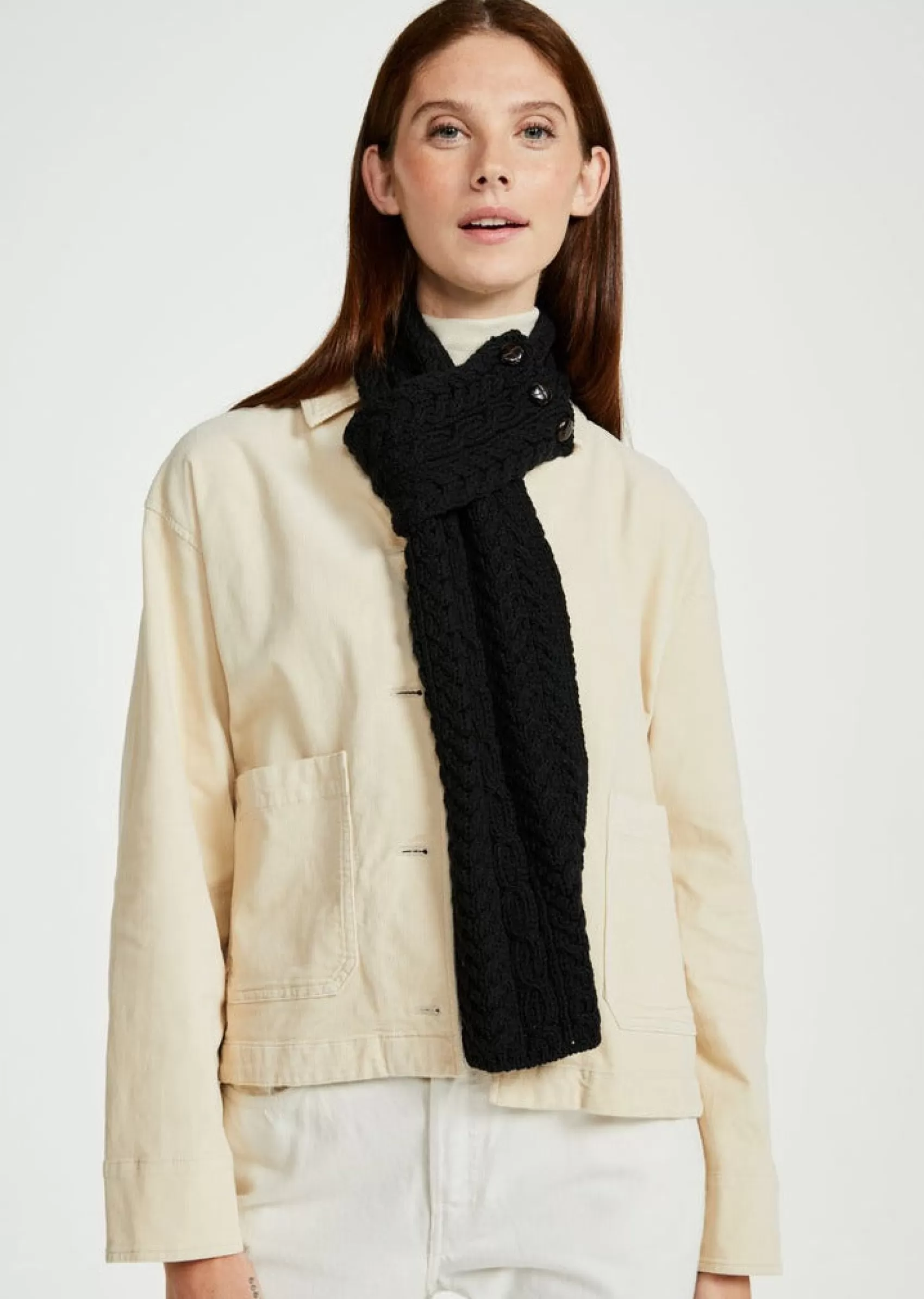 Scarves^Aran Woollen Mills Aran Loop Scarf | Black