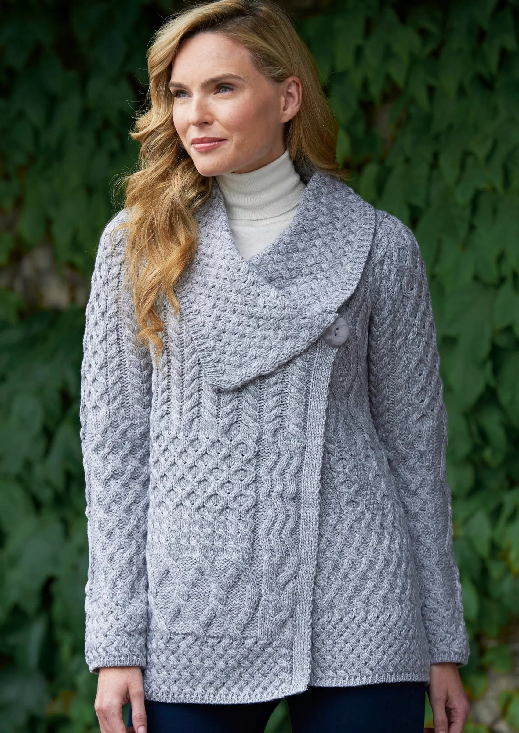 Aran Sweaters | Aran Cardigans^Aran Crafts Aran One Button Super Soft Cardigan | Clearance