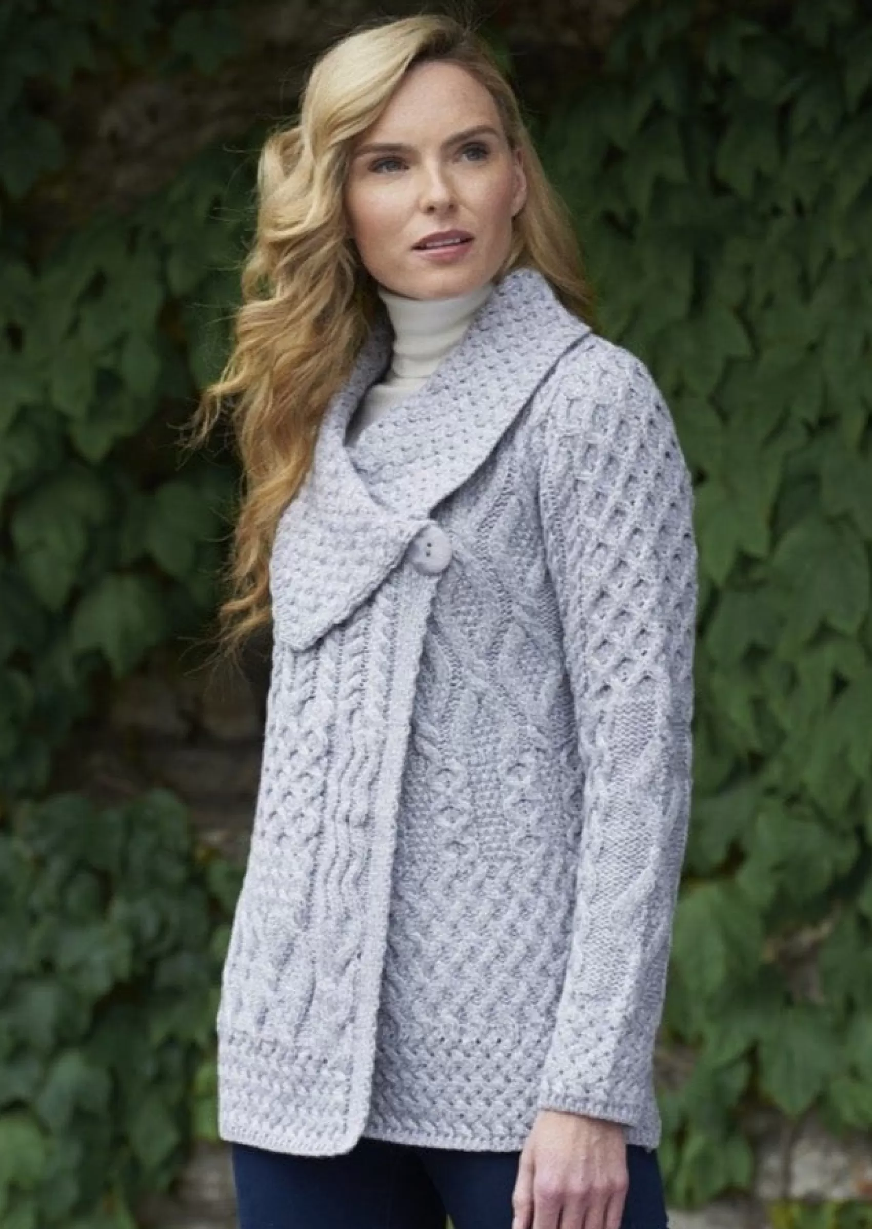 Aran Sweaters | Aran Cardigans^Aran Crafts Aran One Button Super Soft Cardigan | Clearance