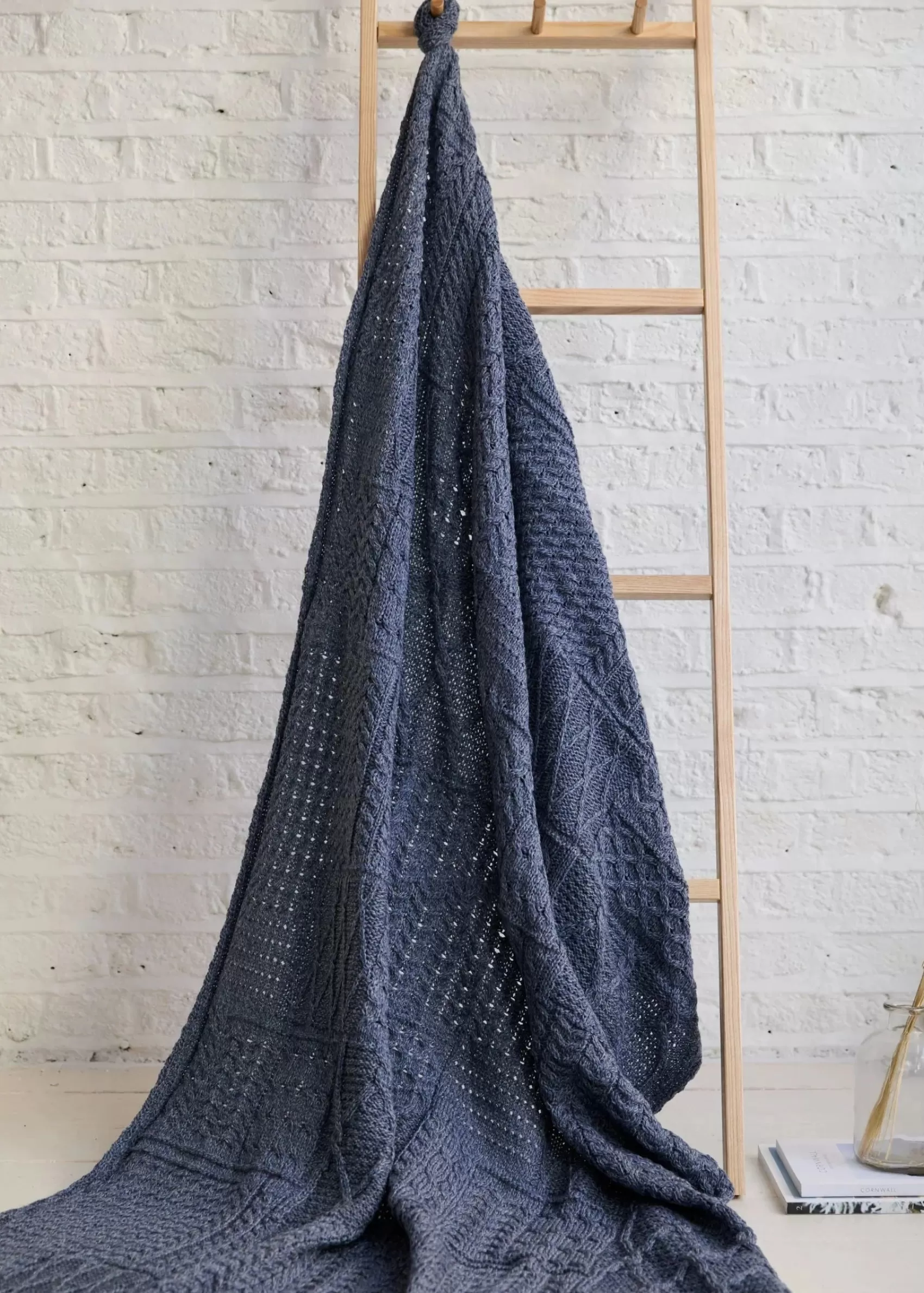 Blankets & Throws | Wool Blankets^Aran Woollen Mills Aran Patchwork Blanket | Denim