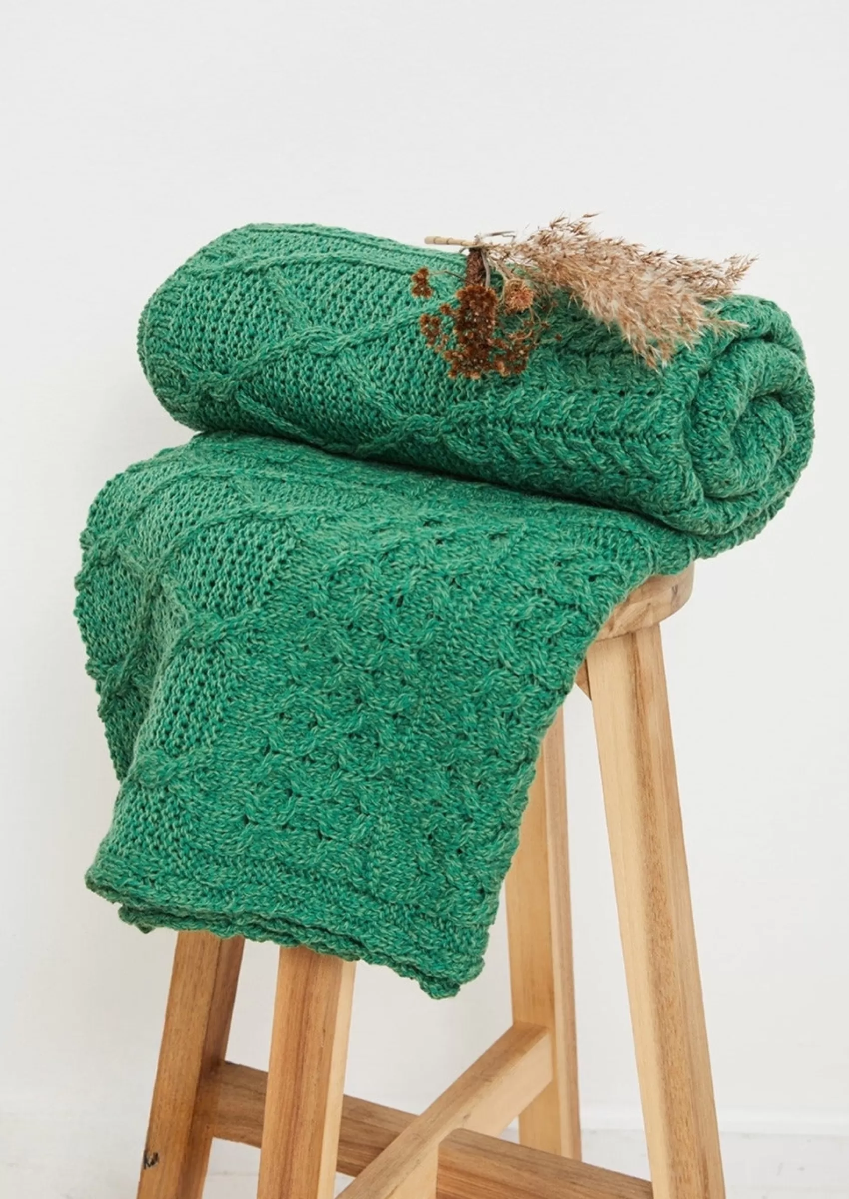 Blankets & Throws | Aran Knit Blankets^Aran Woollen Mills Aran Patchwork Blanket | Green