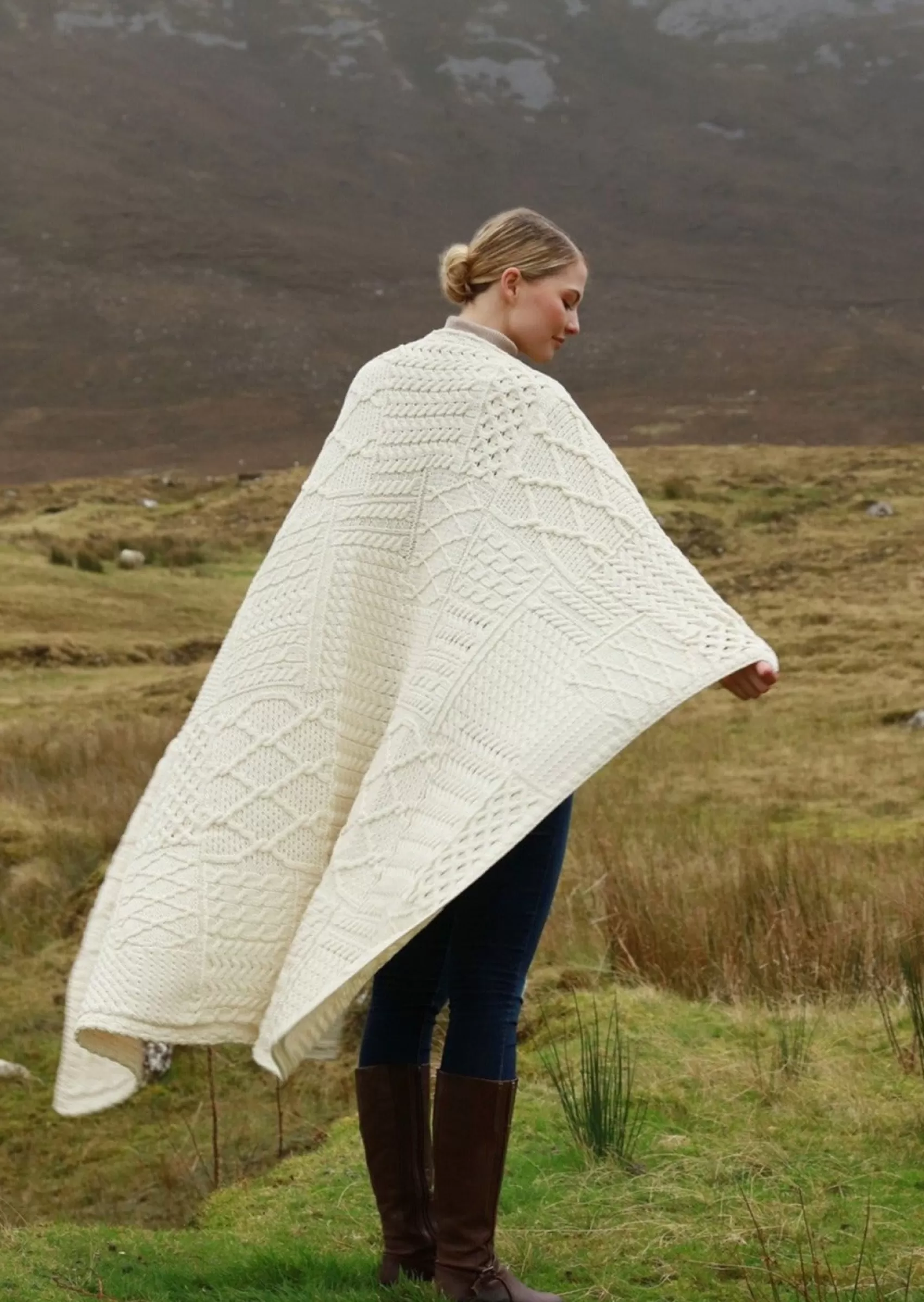 Blankets & Throws | Wool Blankets^Aran Woollen Mills Aran Patchwork Blanket | Natural