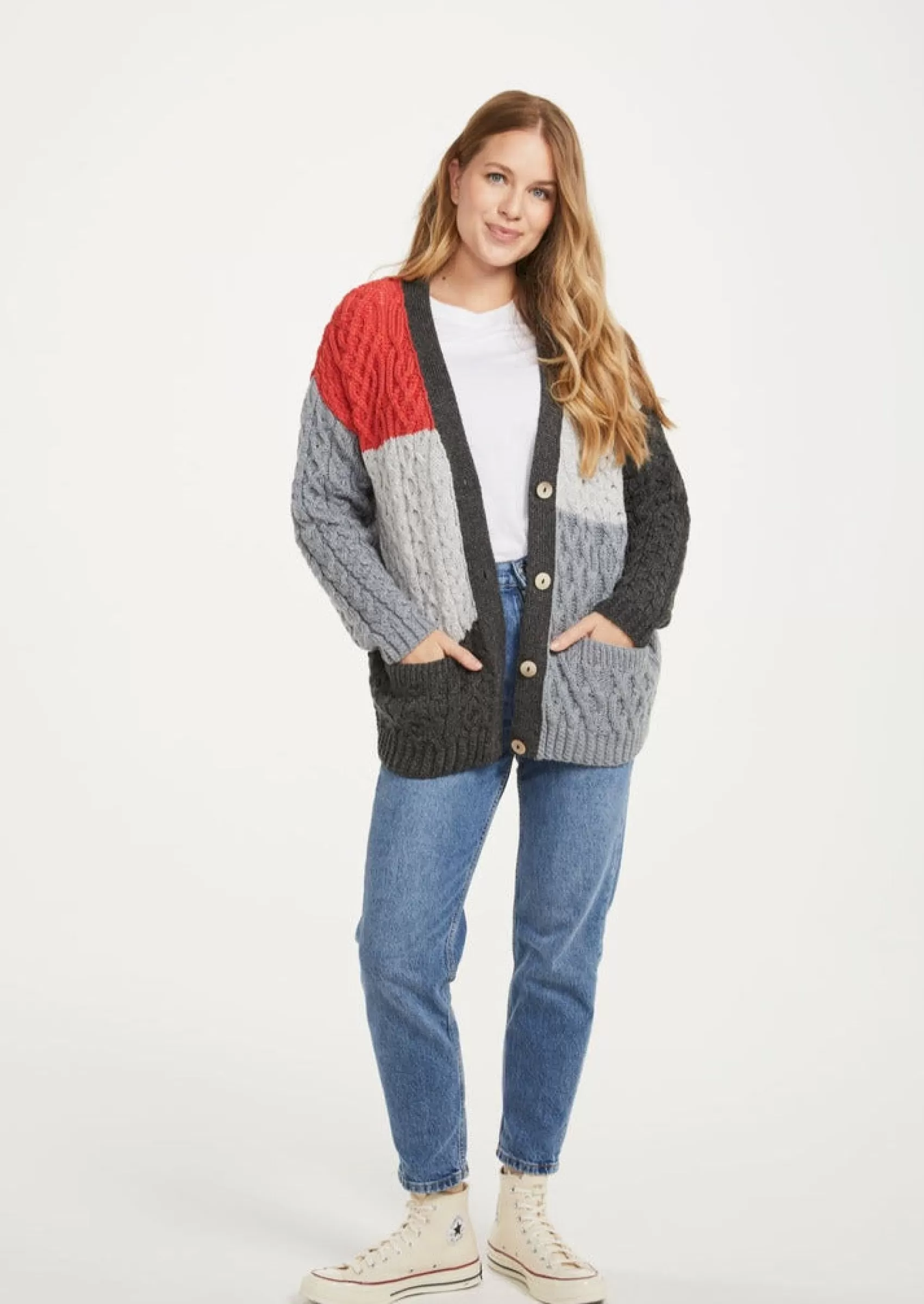 Aran Sweaters | Aran Cardigans^Aran Woollen Mills Aran Patchwork Cardigan