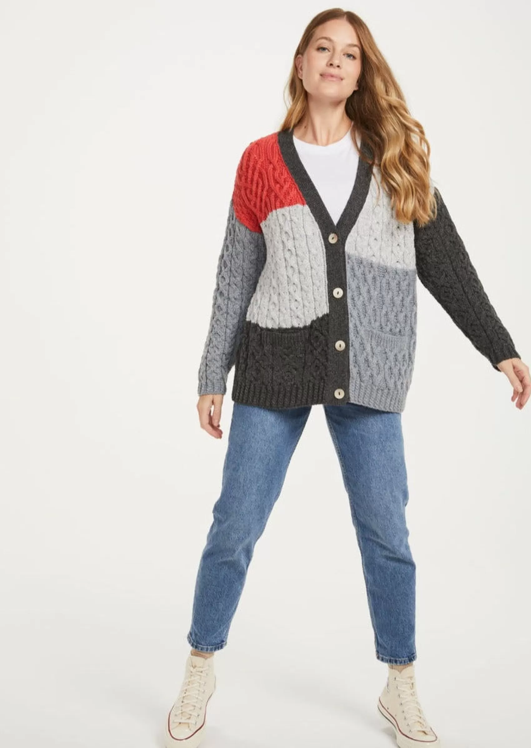 Aran Sweaters | Aran Cardigans^Aran Woollen Mills Aran Patchwork Cardigan