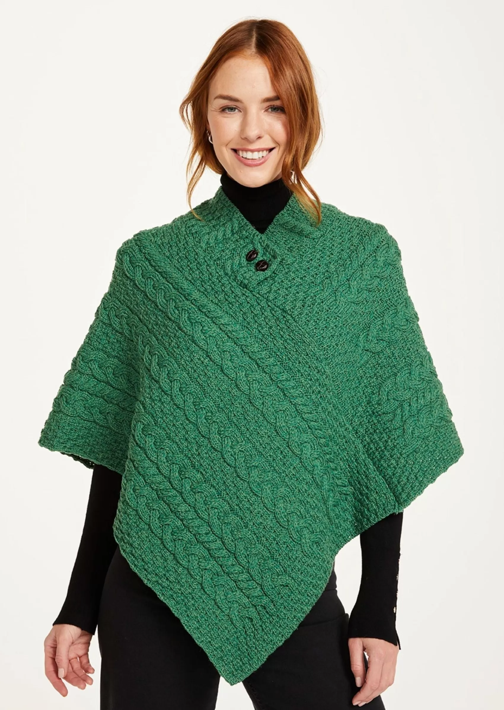 Ponchos / Capes / Shawls^Aran Woollen Mills Aran Poncho | Green