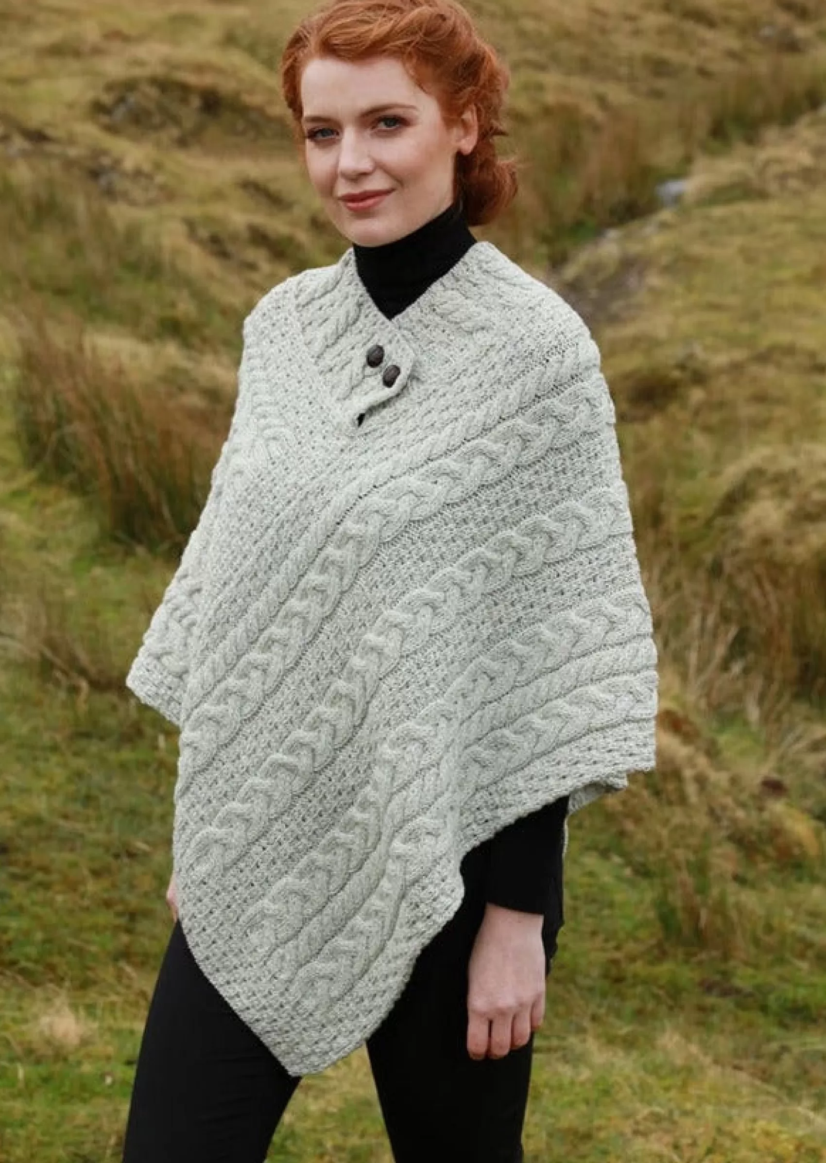 Ponchos / Capes / Shawls^Aran Woollen Mills Aran Poncho | Oatmeal