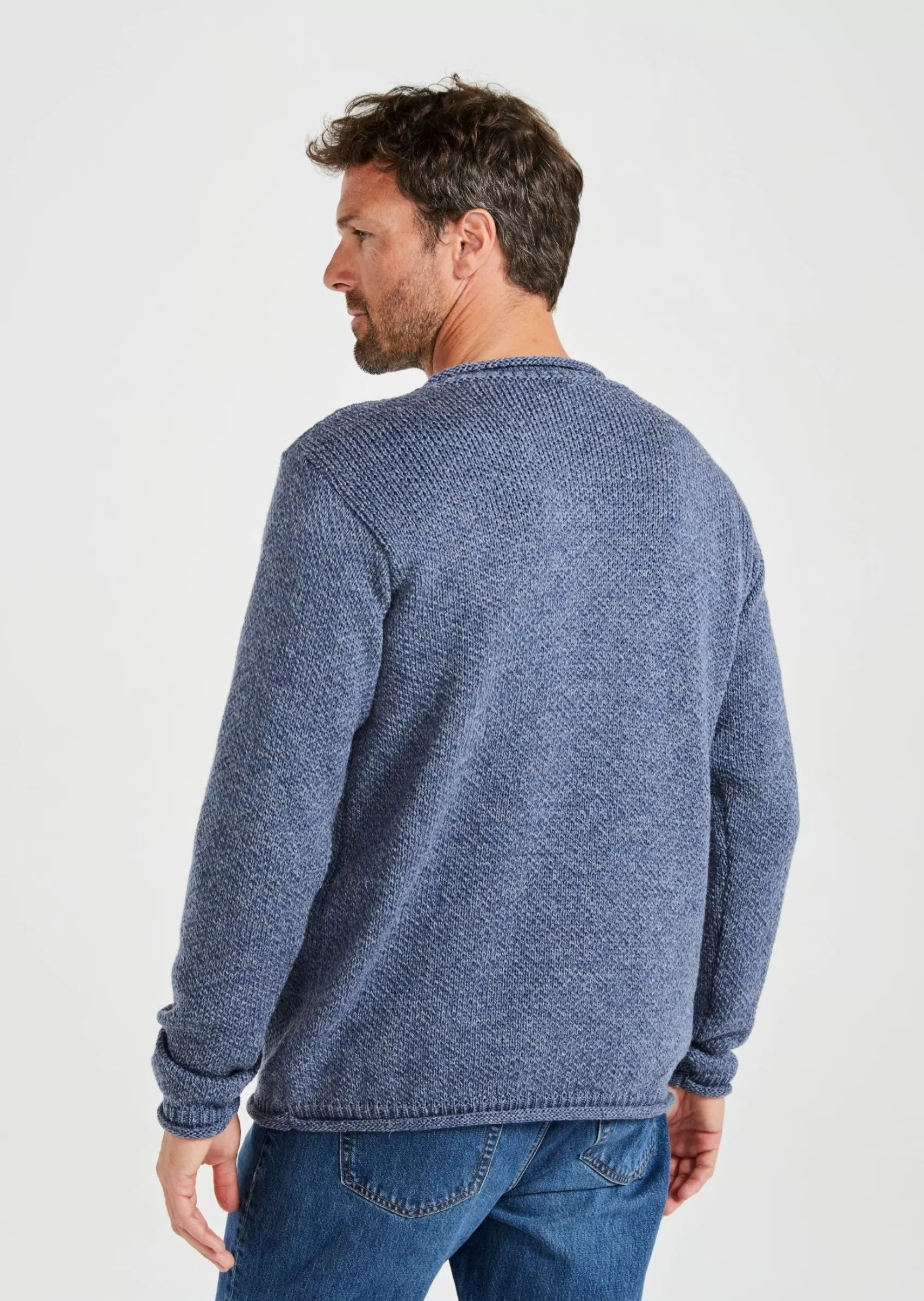 Aran Sweaters^Aran Woollen Mills Aran Roll Neck Sweater | Denim