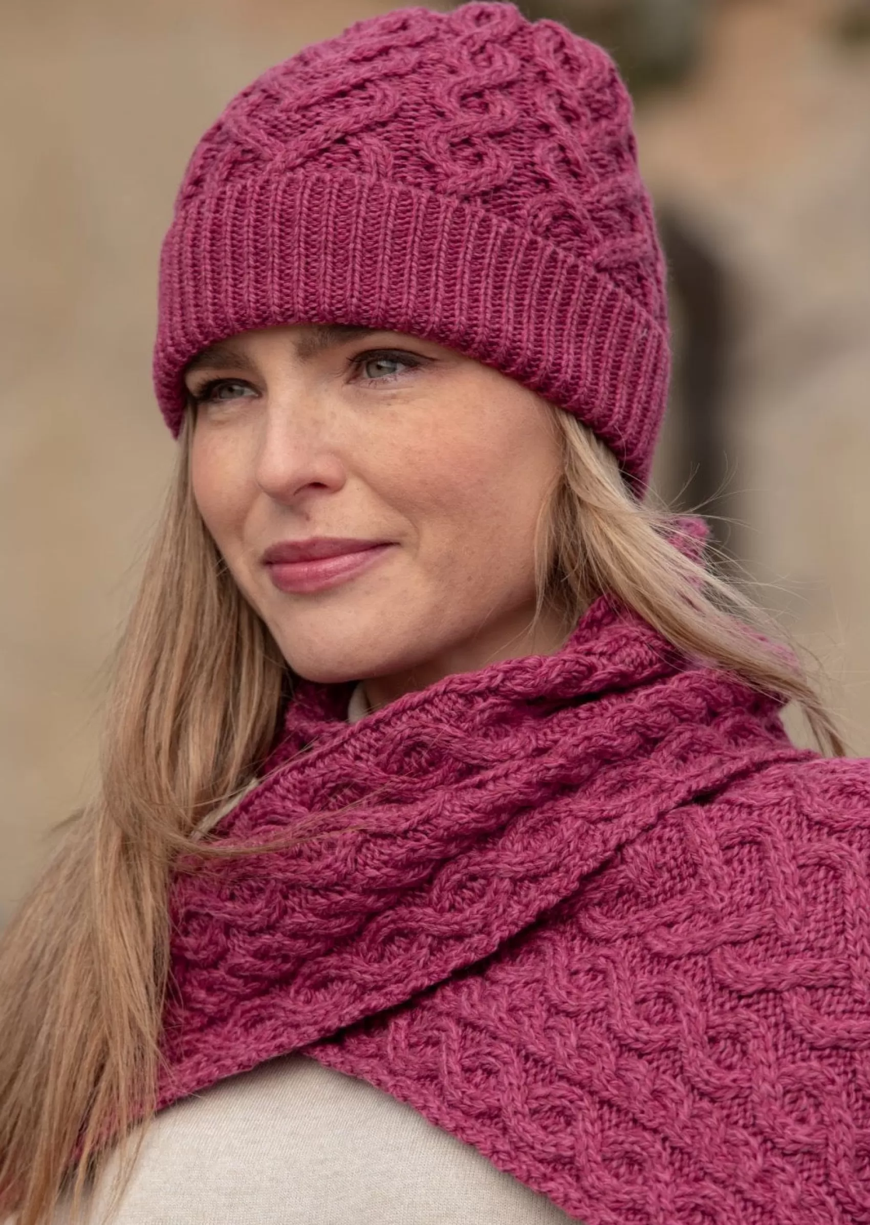 Hats & Caps^Aran Crafts Aran Super Soft Heart Hat | Magenta