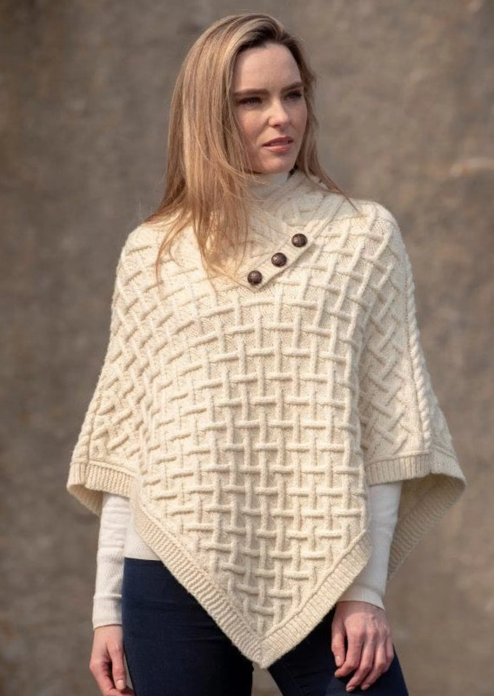 Ponchos / Capes / Shawls^Aran Crafts Aran Super Soft Merino Wool Poncho | Natural