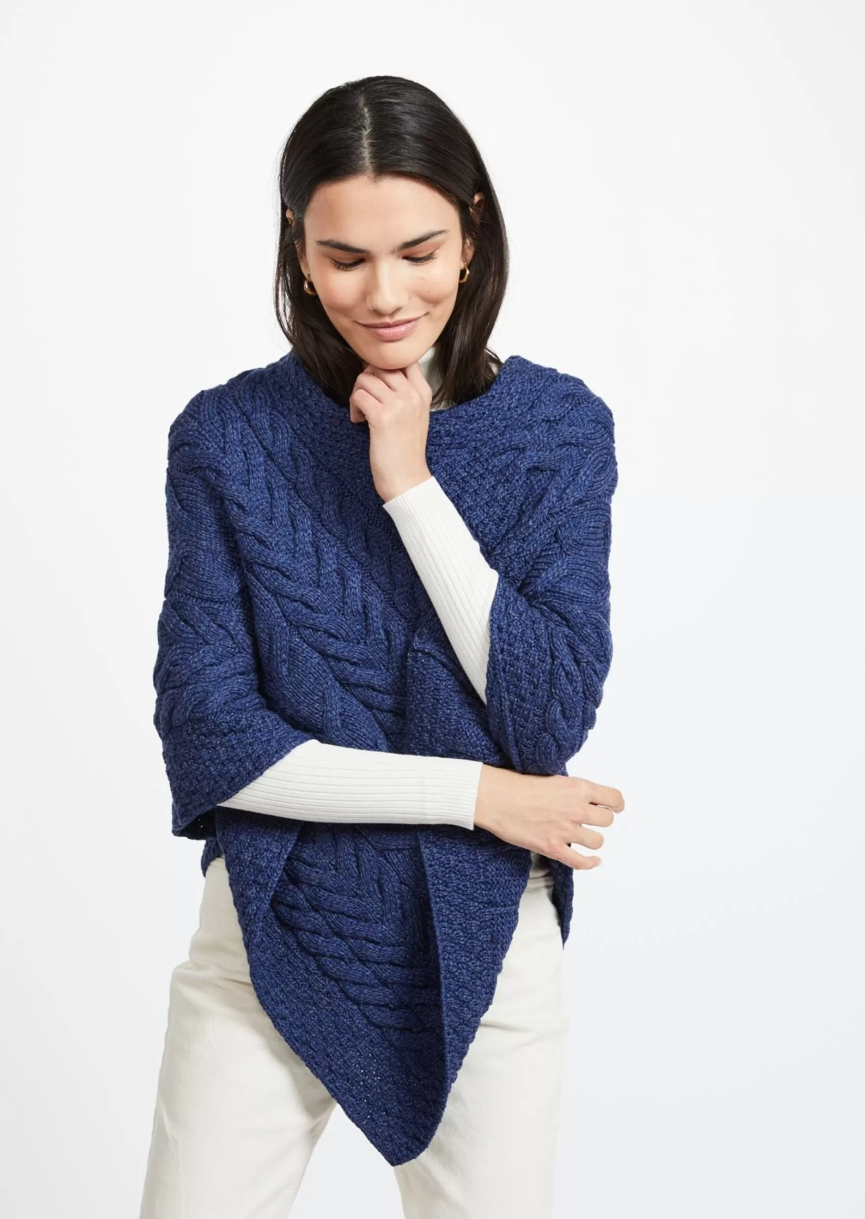 Ponchos / Capes / Shawls^Aran Woollen Mills Aran Super Soft Poncho | Blue