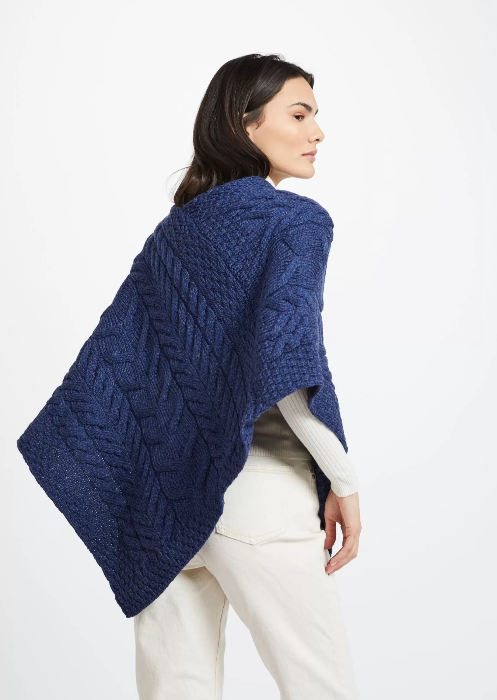 Ponchos / Capes / Shawls^Aran Woollen Mills Aran Super Soft Poncho | Blue