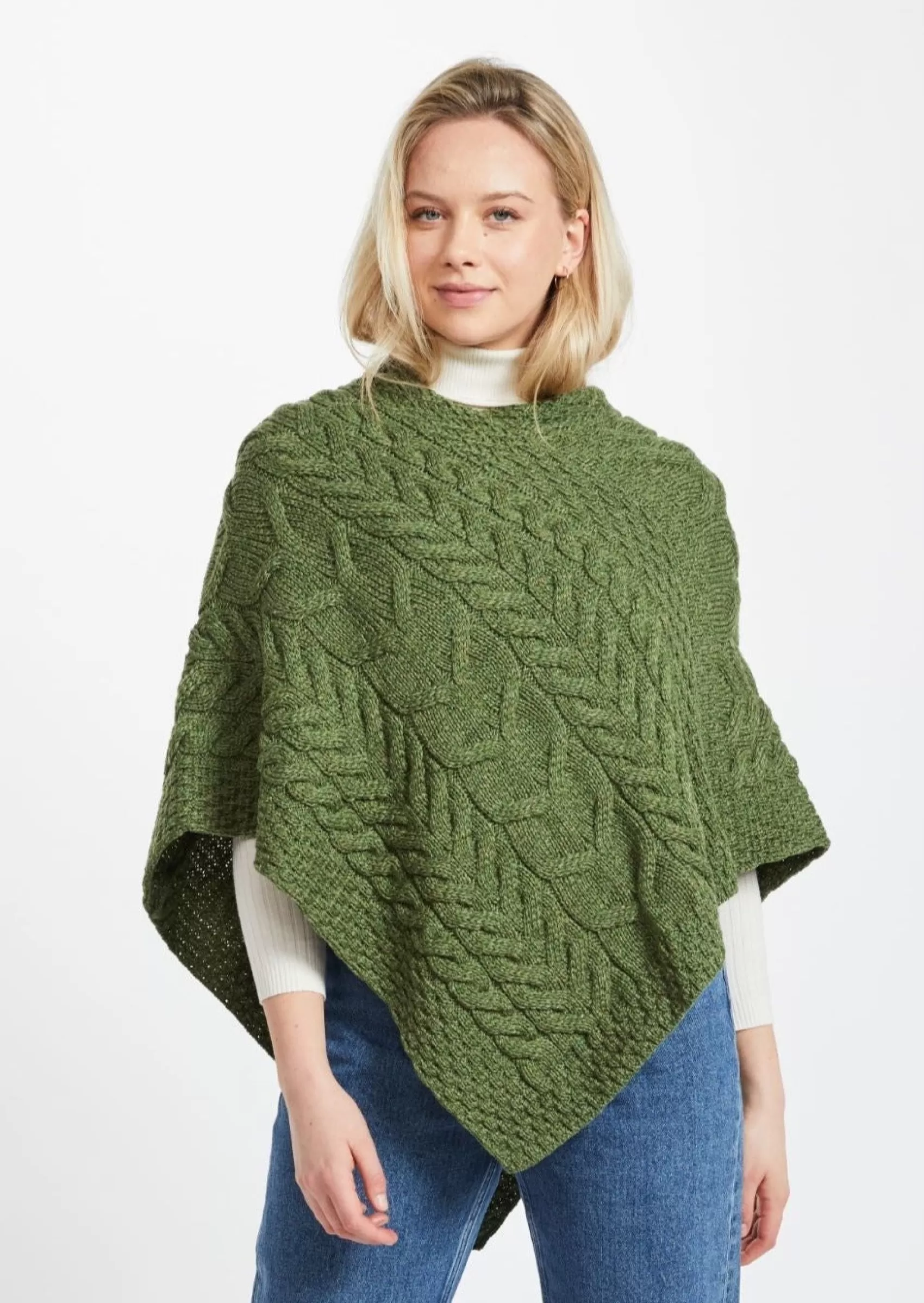 Ponchos / Capes / Shawls^Aran Woollen Mills Aran Super Soft Poncho | Green