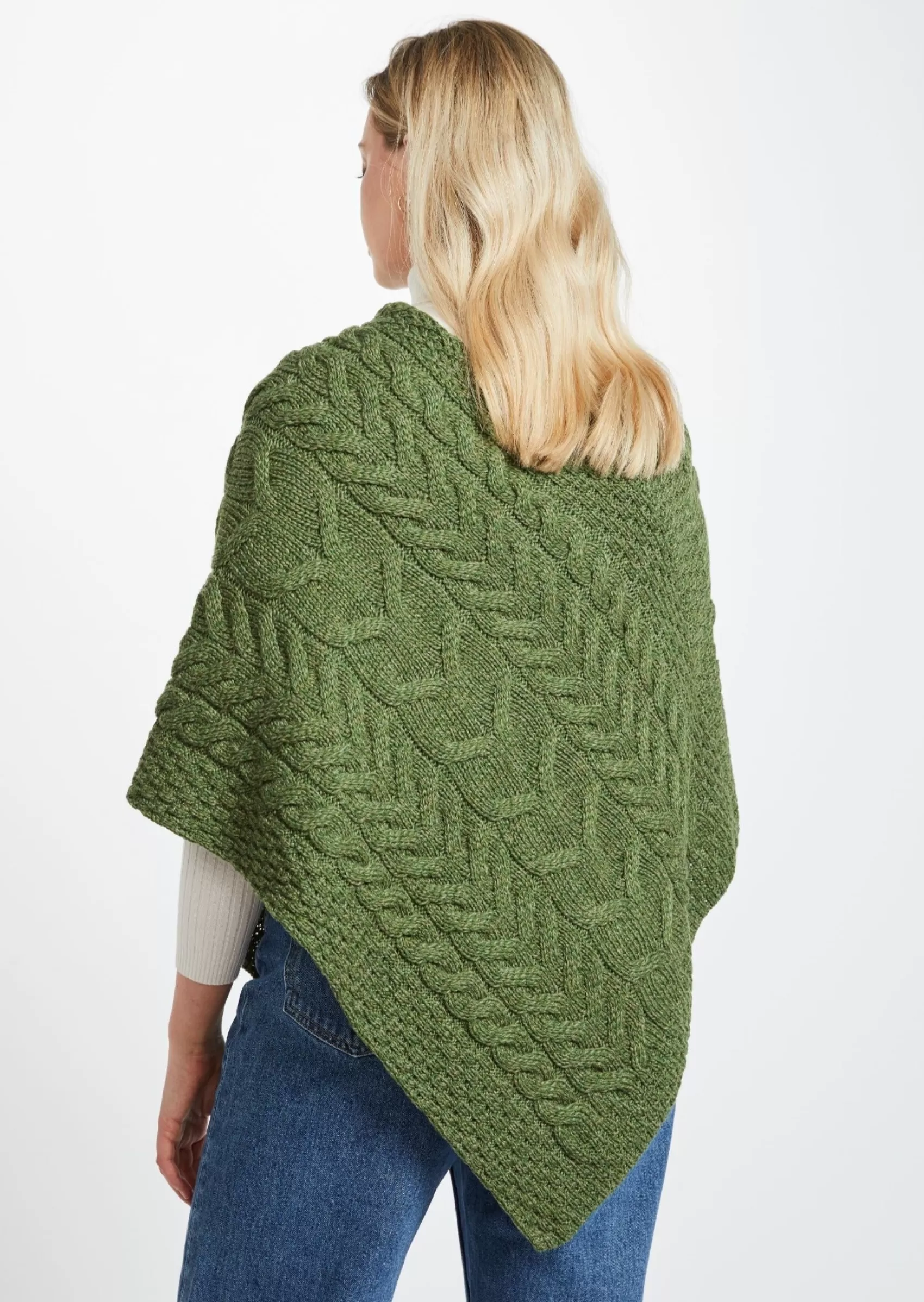 Ponchos / Capes / Shawls^Aran Woollen Mills Aran Super Soft Poncho | Green