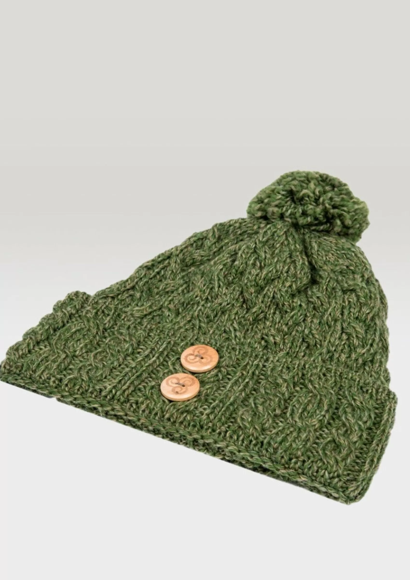 Hats & Caps^Aran Woollen Mills Aran Supersoft Merino Button Hat | Green