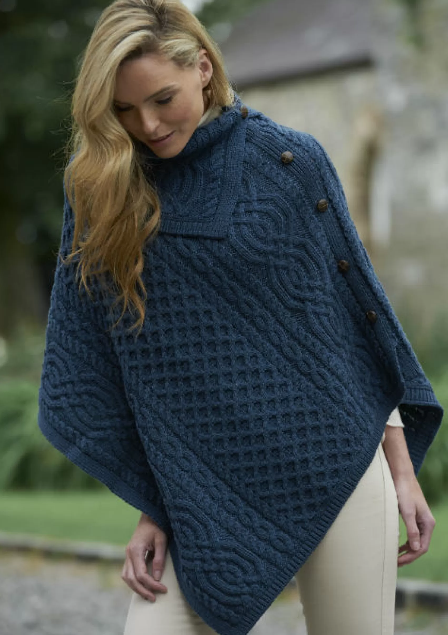 Ponchos / Capes / Shawls^Aran Crafts Aran Tipperary Cowl Neck Poncho | Mallard