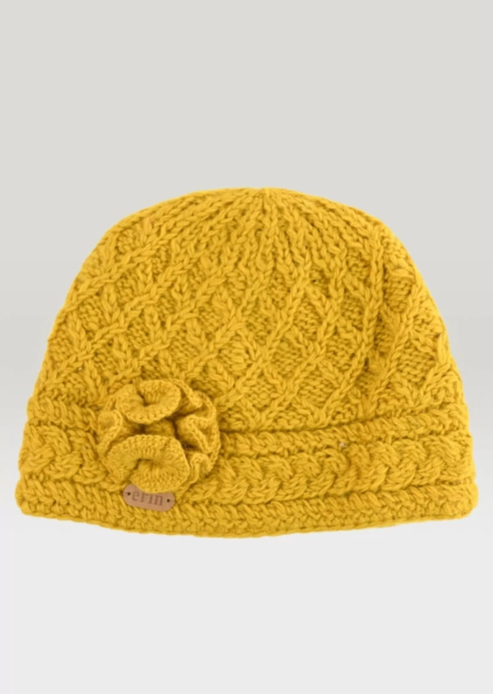 Hats & Caps^Erin Knitwear Aran Trellis Flower Hat | Sunflower