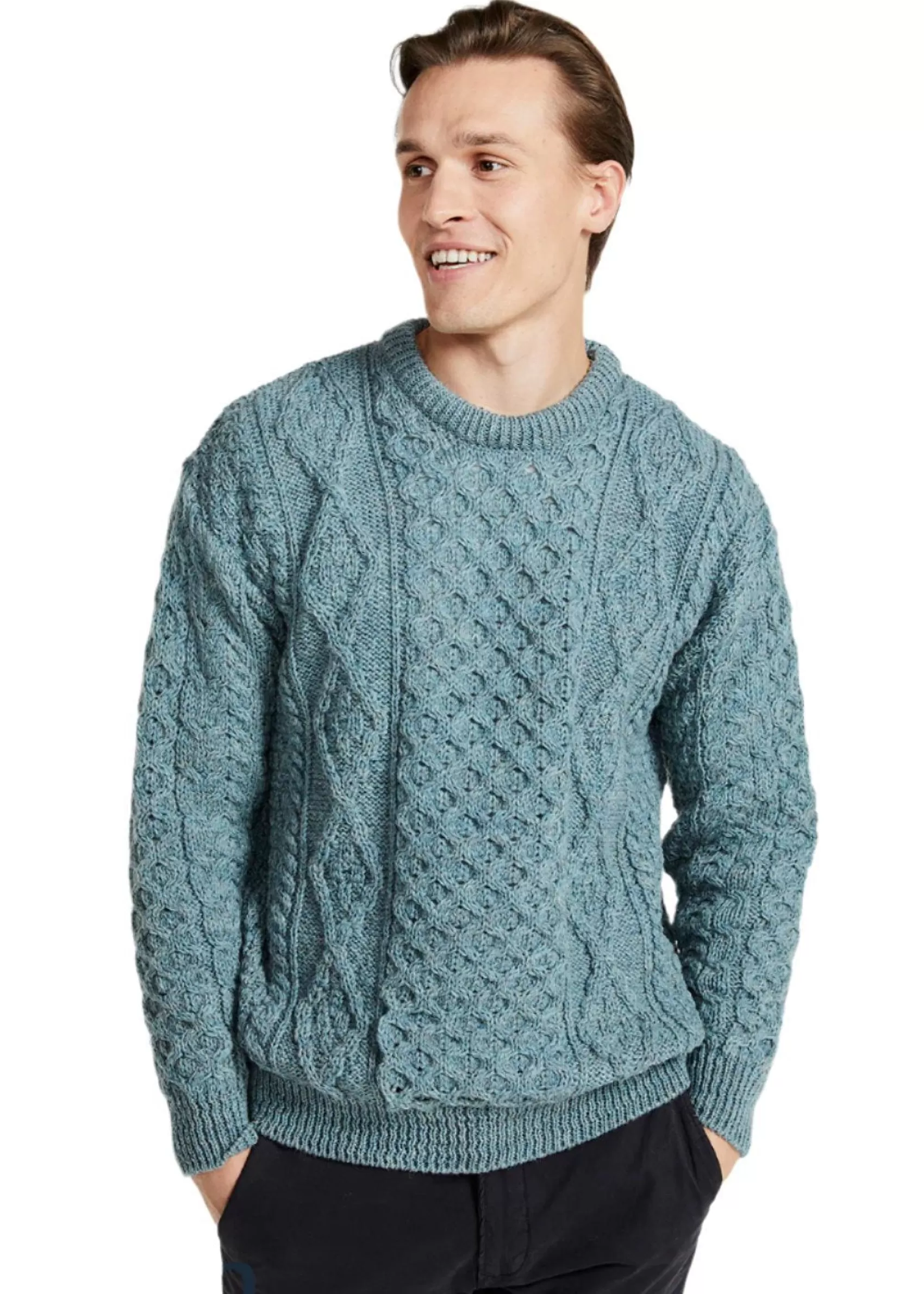 Aran Sweaters^Aran Woollen Mills Aran Unisex Wool Sweater | Summer Storm