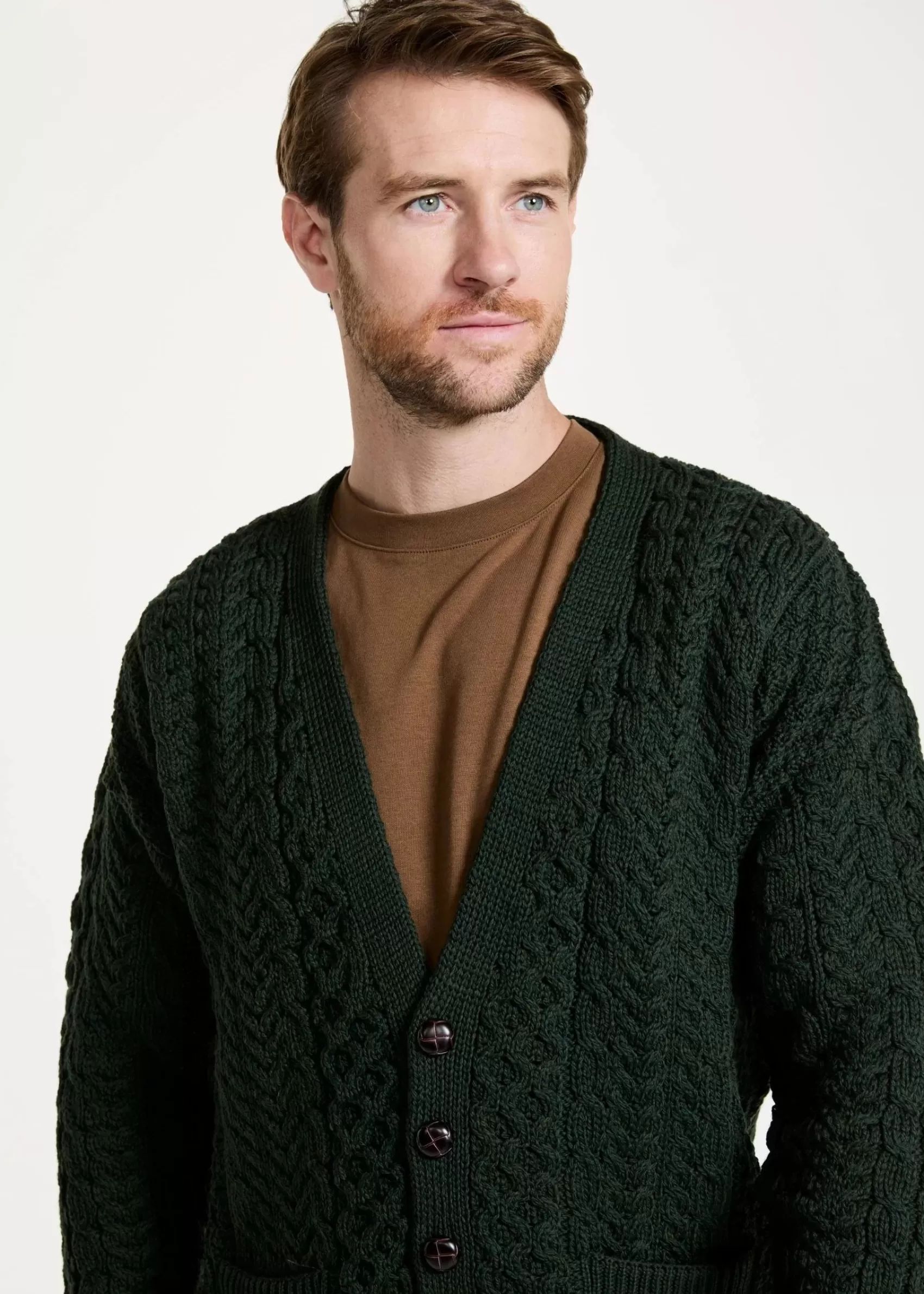 Aran Sweaters | Aran Cardigans^Aran Woollen Mills Aran V-Neck Cardigan | Green