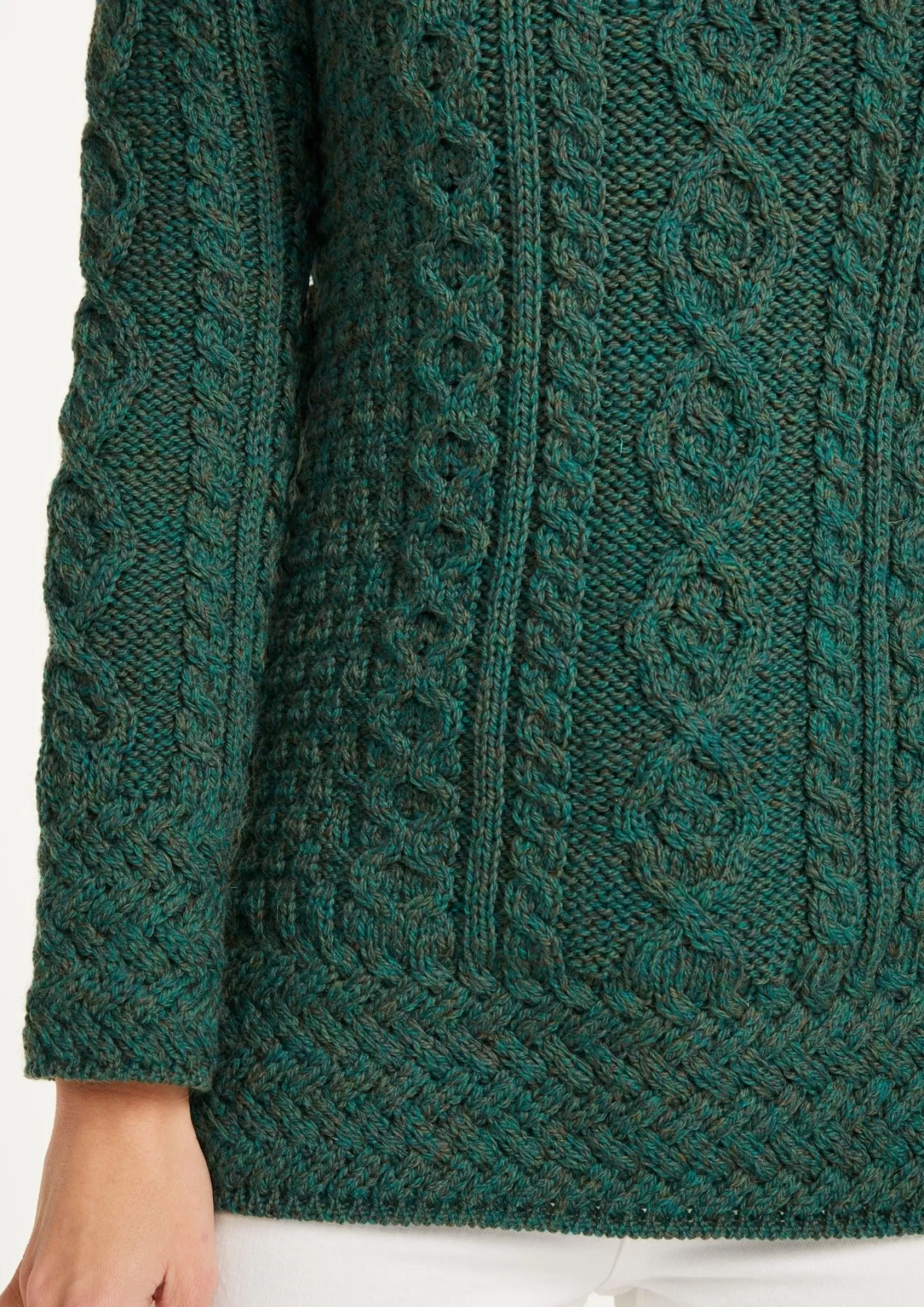 Aran Sweaters^Aran Woollen Mills Belcare Ladies Aran Roll Neck Sweater | Connemara Green