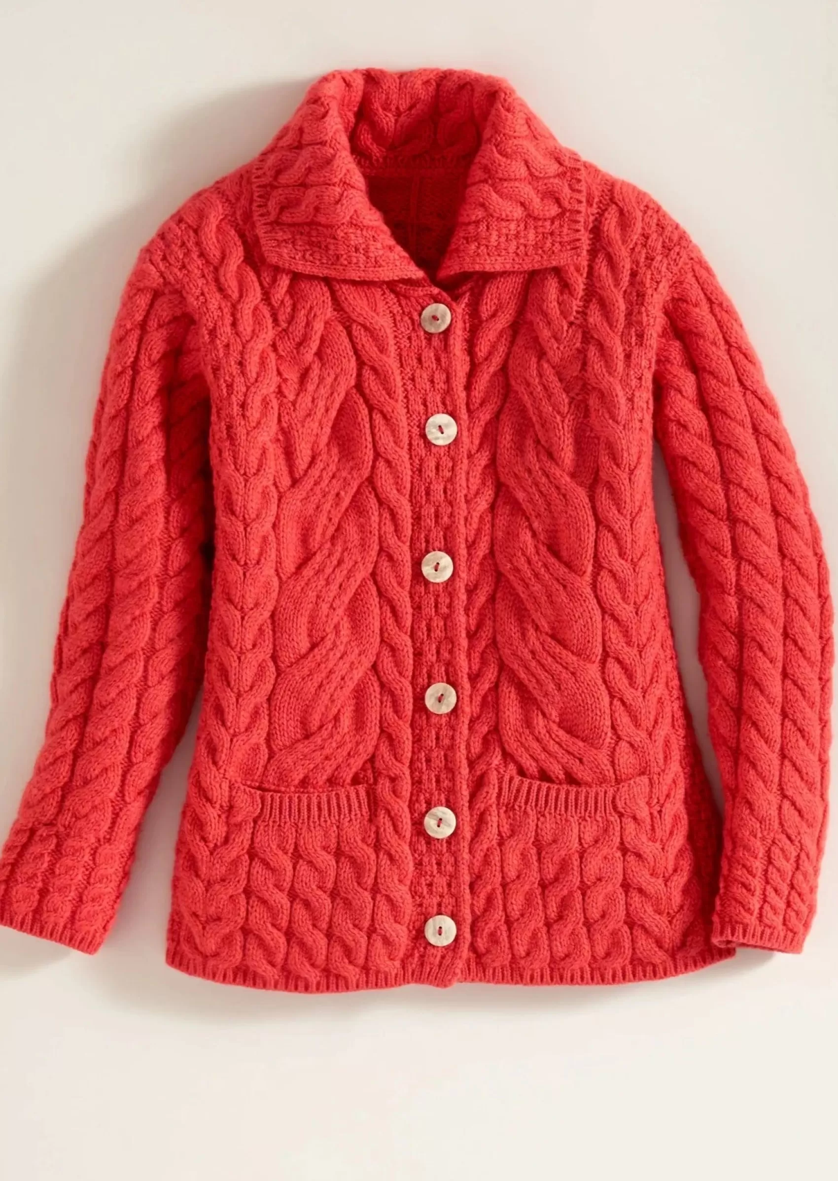 Aran Sweaters | Aran Cardigans^Aran Woollen Mills Belcarra Ladies Aran Cardigan | Coral