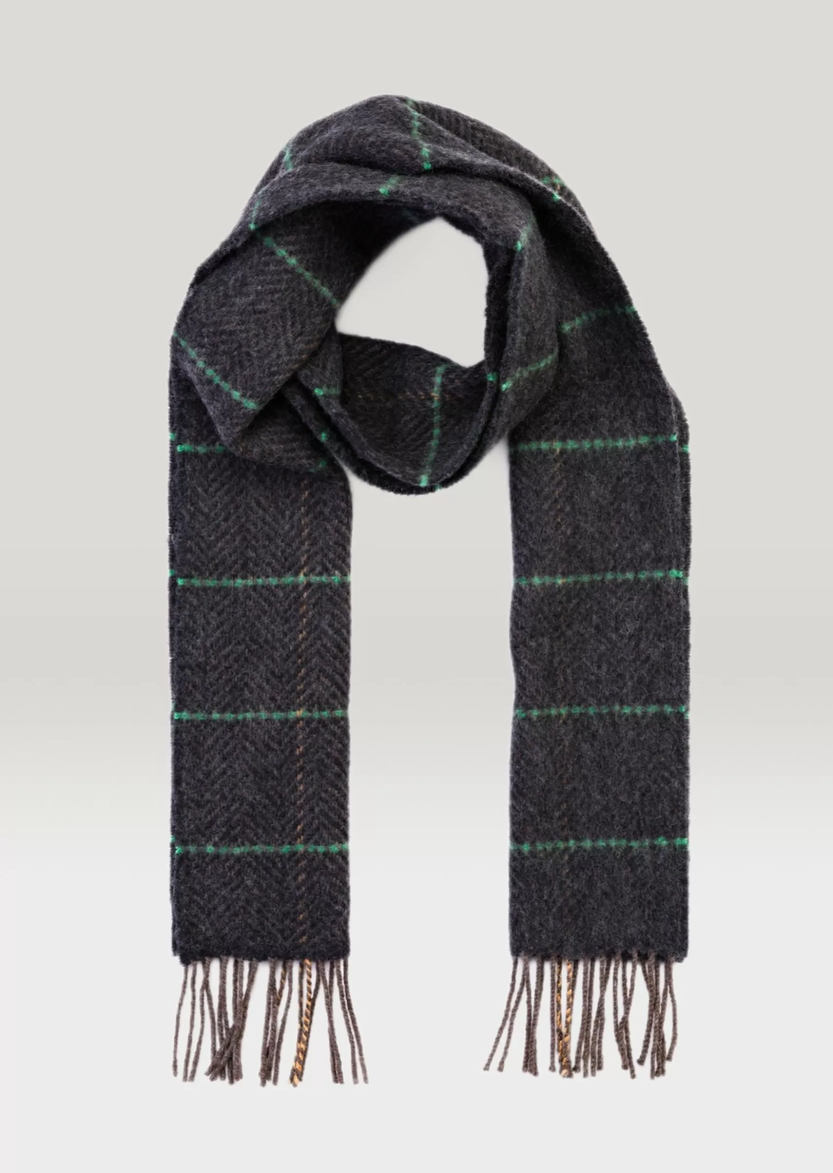 Scarves | Scarves^John Hanly Cashmere Merino Scarf | Beige Green Windowpane