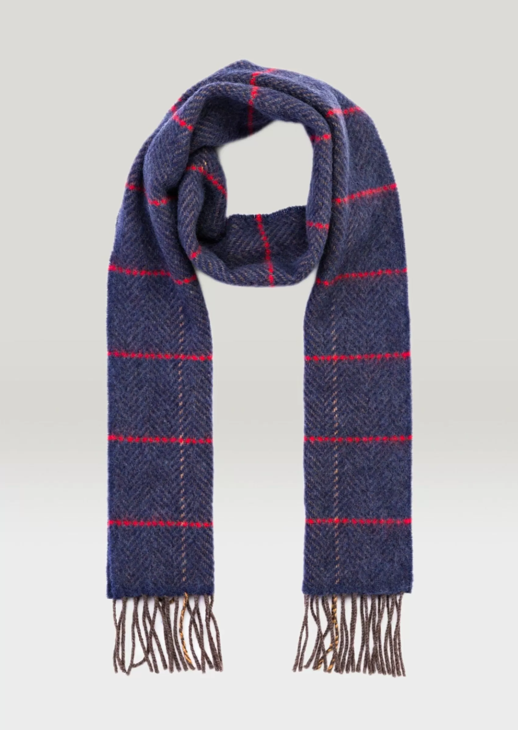 Scarves | Scarves^John Hanly Cashmere Merino Scarf | Denim Beige Red