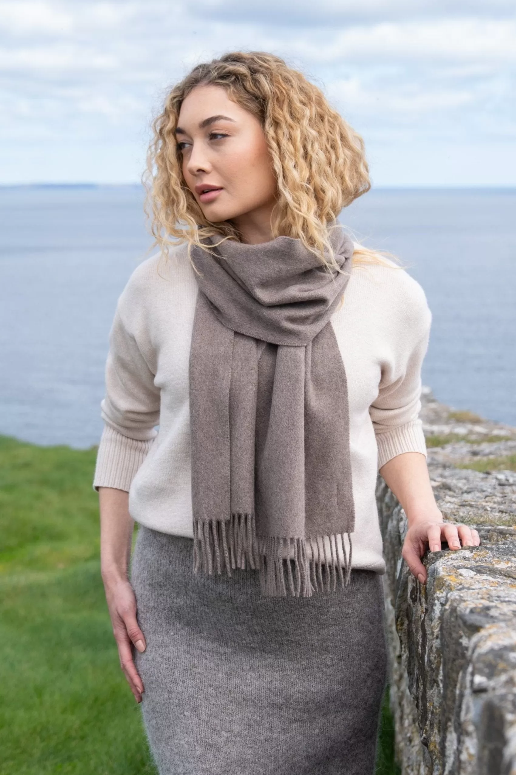 Scarves^John Hanly 100% Cashmere Scarf | Taupe