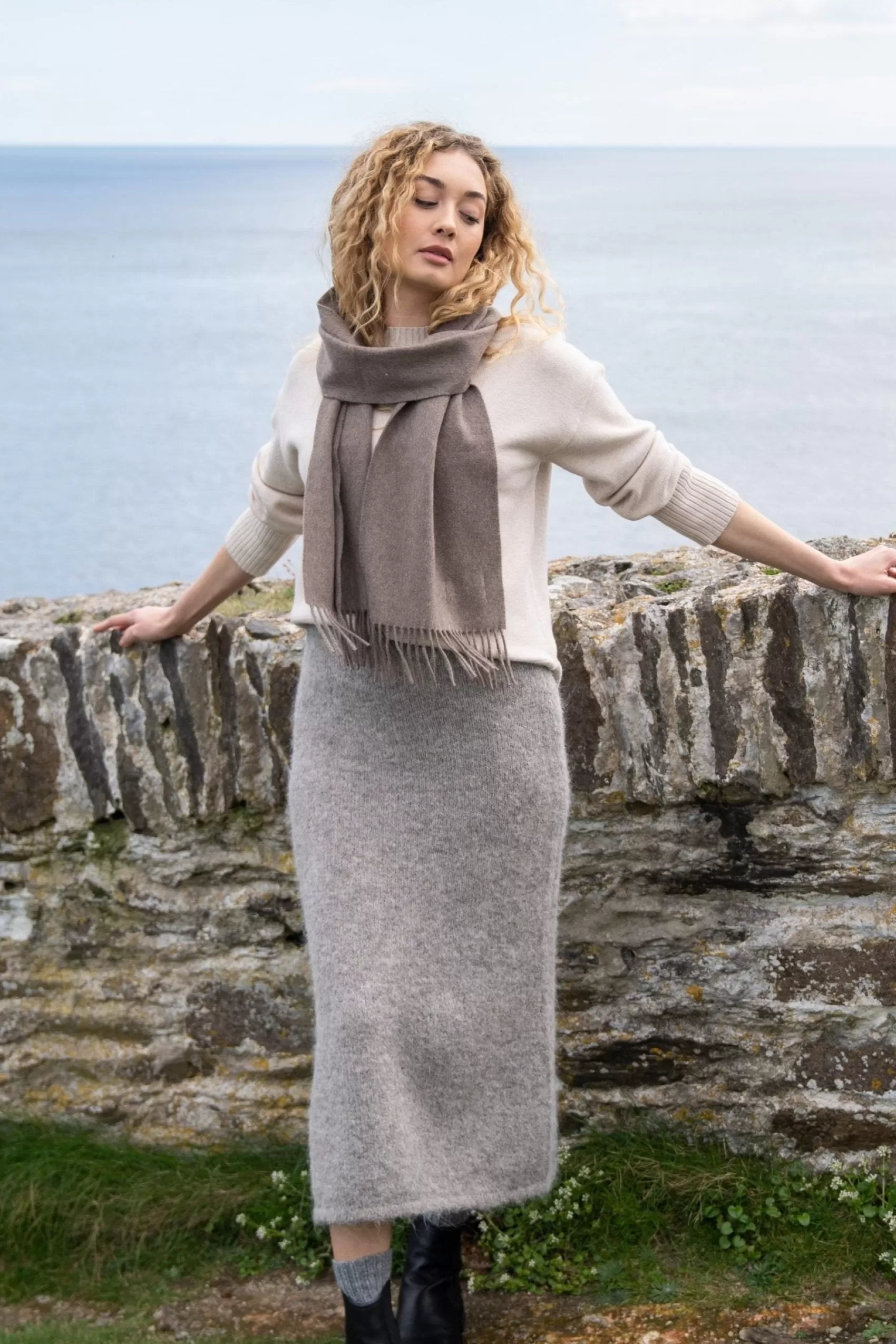 Scarves^John Hanly 100% Cashmere Scarf | Taupe