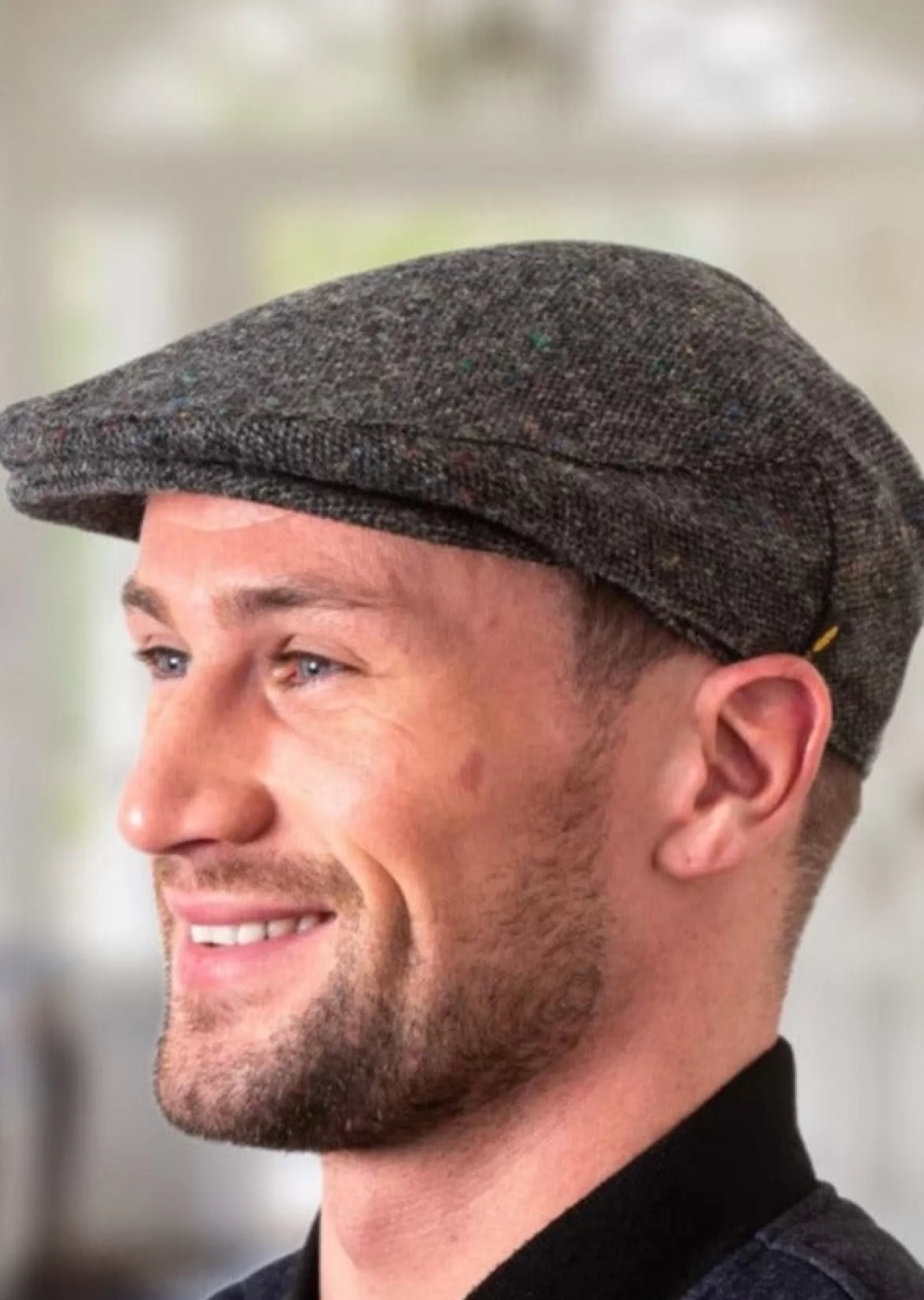 Traditional Hats^Hatman of Ireland Charcoal Donegal Tweed Cap