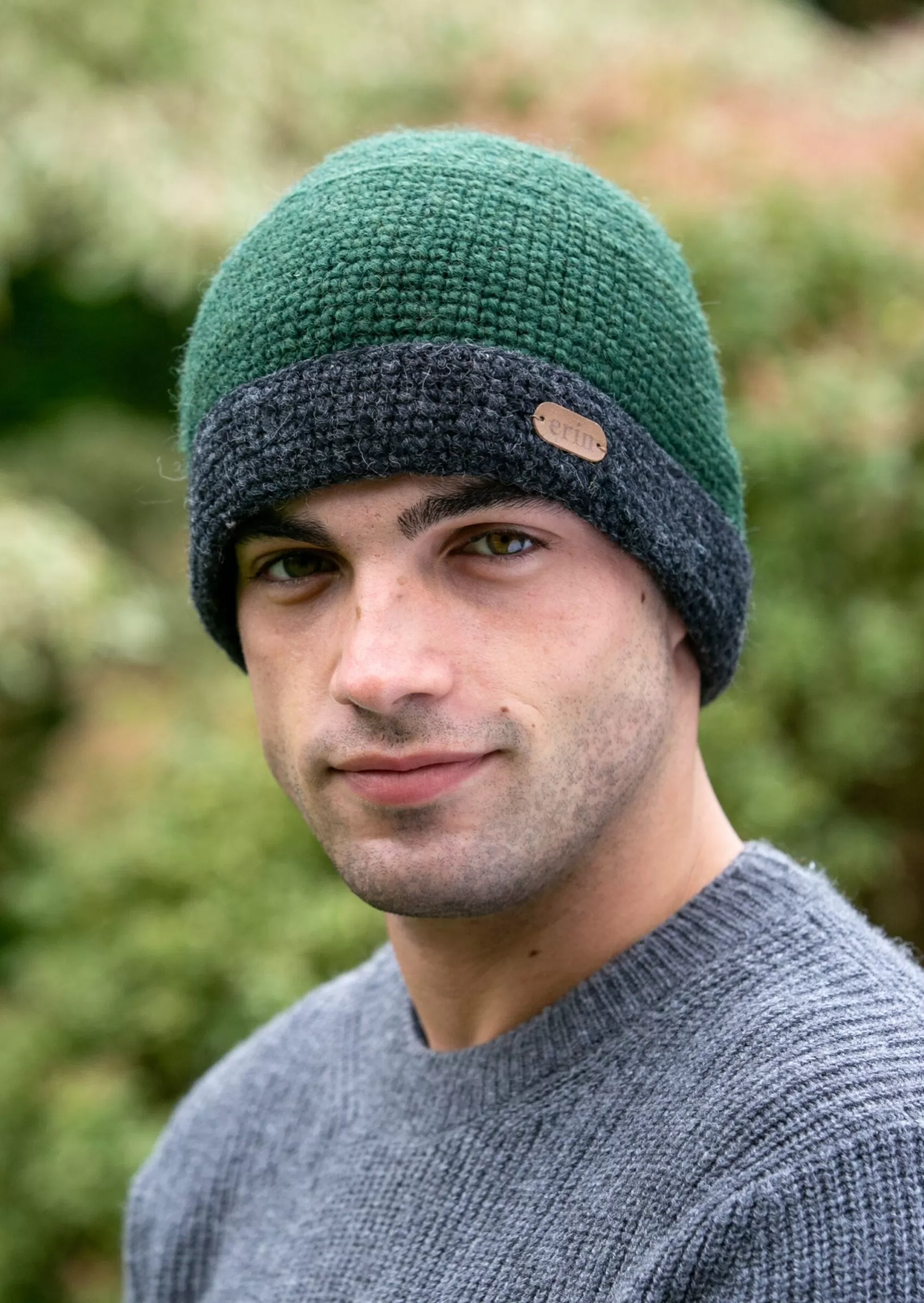 Wool Hats^Erin Knitwear Charcoal Rib Pullon Hat | Charcoal Green