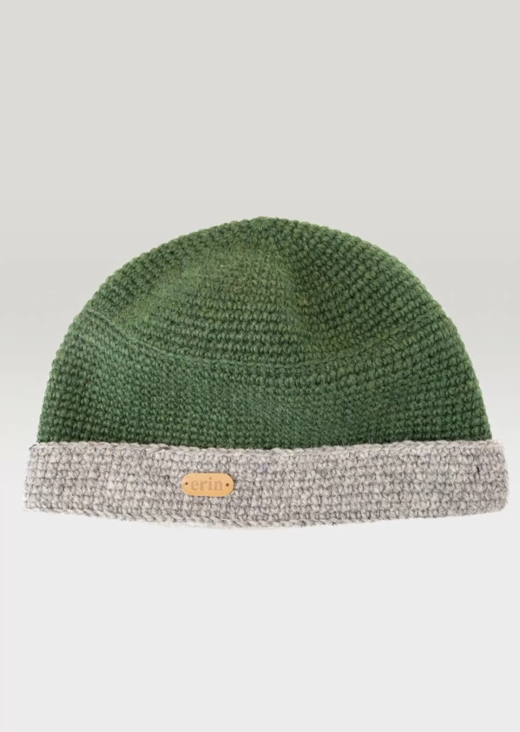 Wool Hats^Erin Knitwear Charcoal Rib Pullon Hat | Green Oatmeal