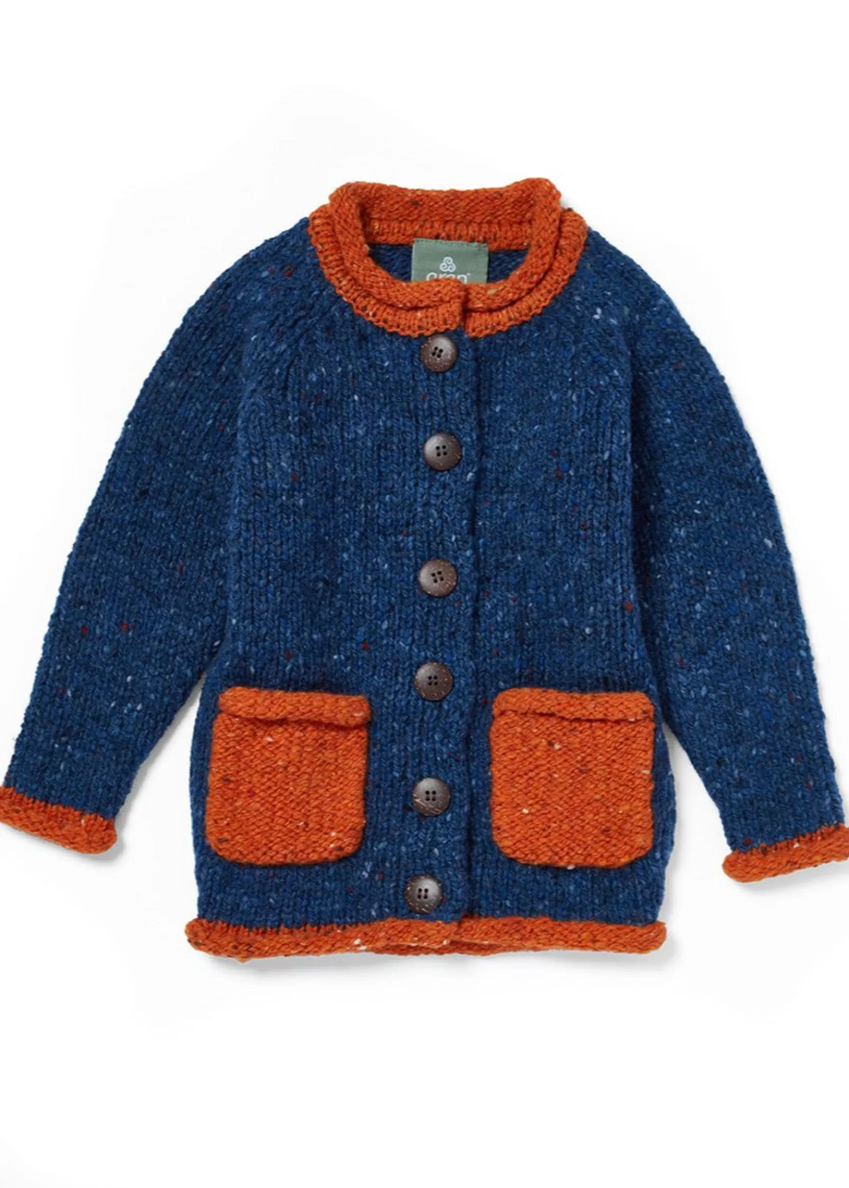 Kids^Aran Woollen Mills Childrens Roll Neck Cardigan | Donegal Wool