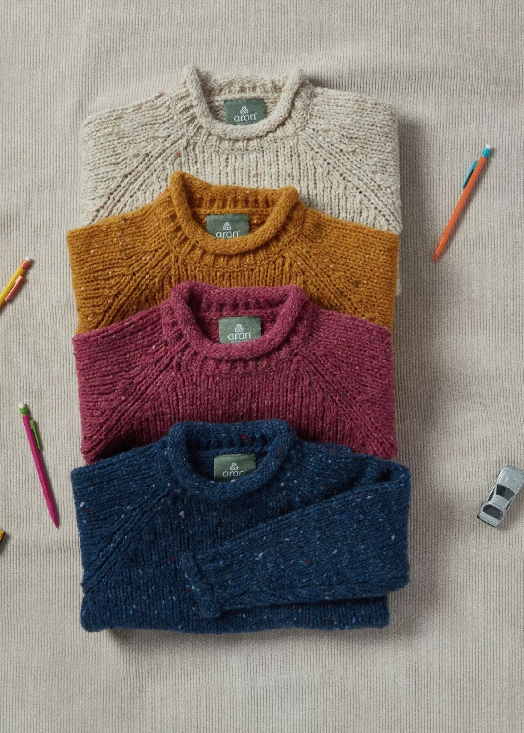 Kids^Aran Woollen Mills Childrens Roll Neck Raglan Crew