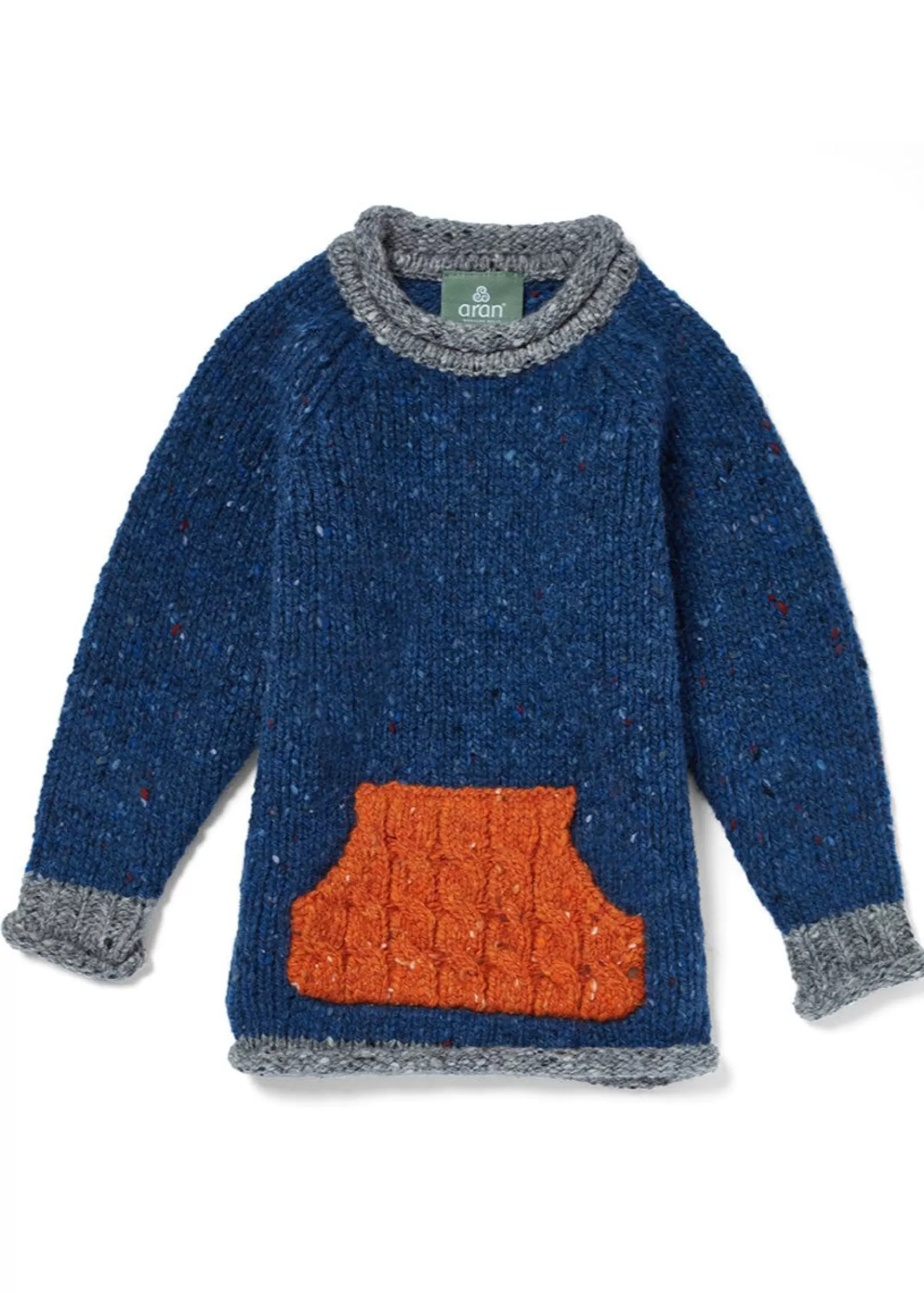 Kids^Aran Woollen Mills Childrens Roll Neck Sweater | Kangaroo Pocket