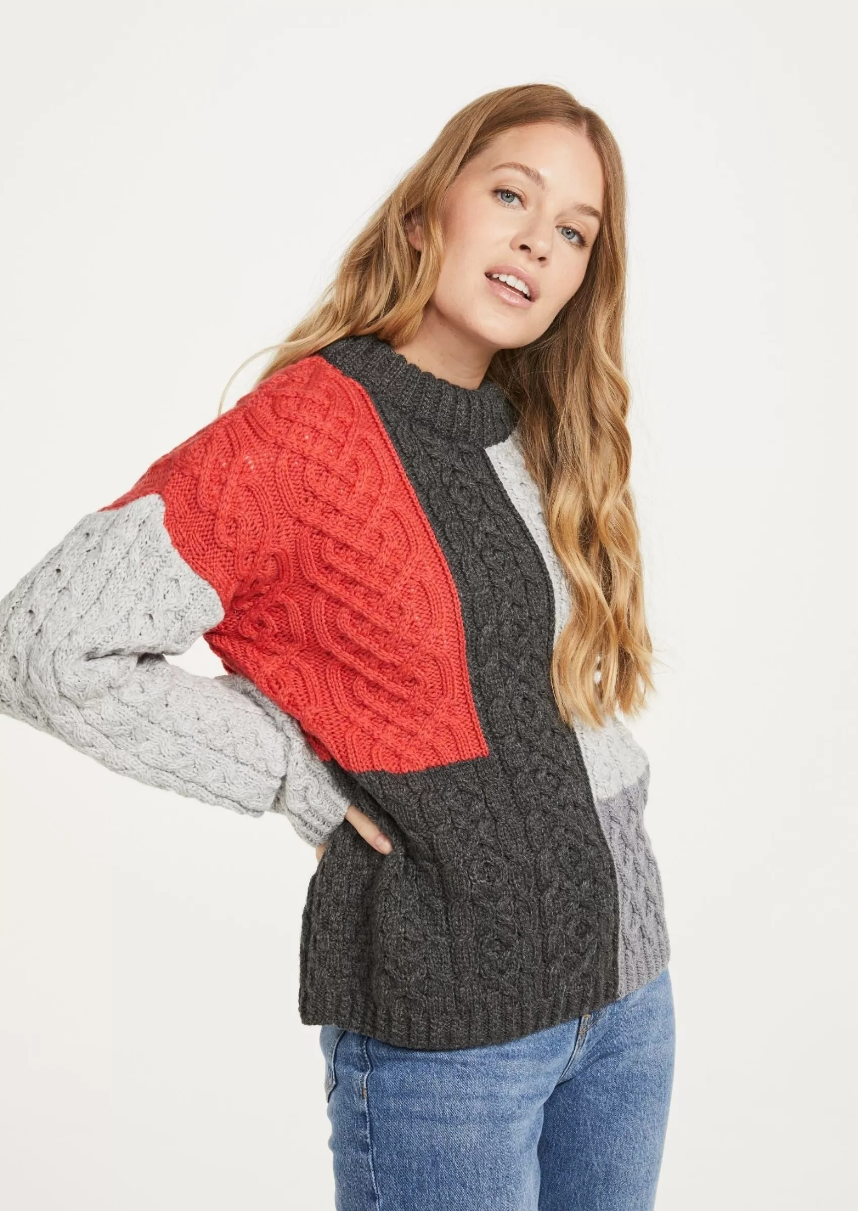 Aran Sweaters^Aran Woollen Mills Cobh Aran Patchwork Sweater