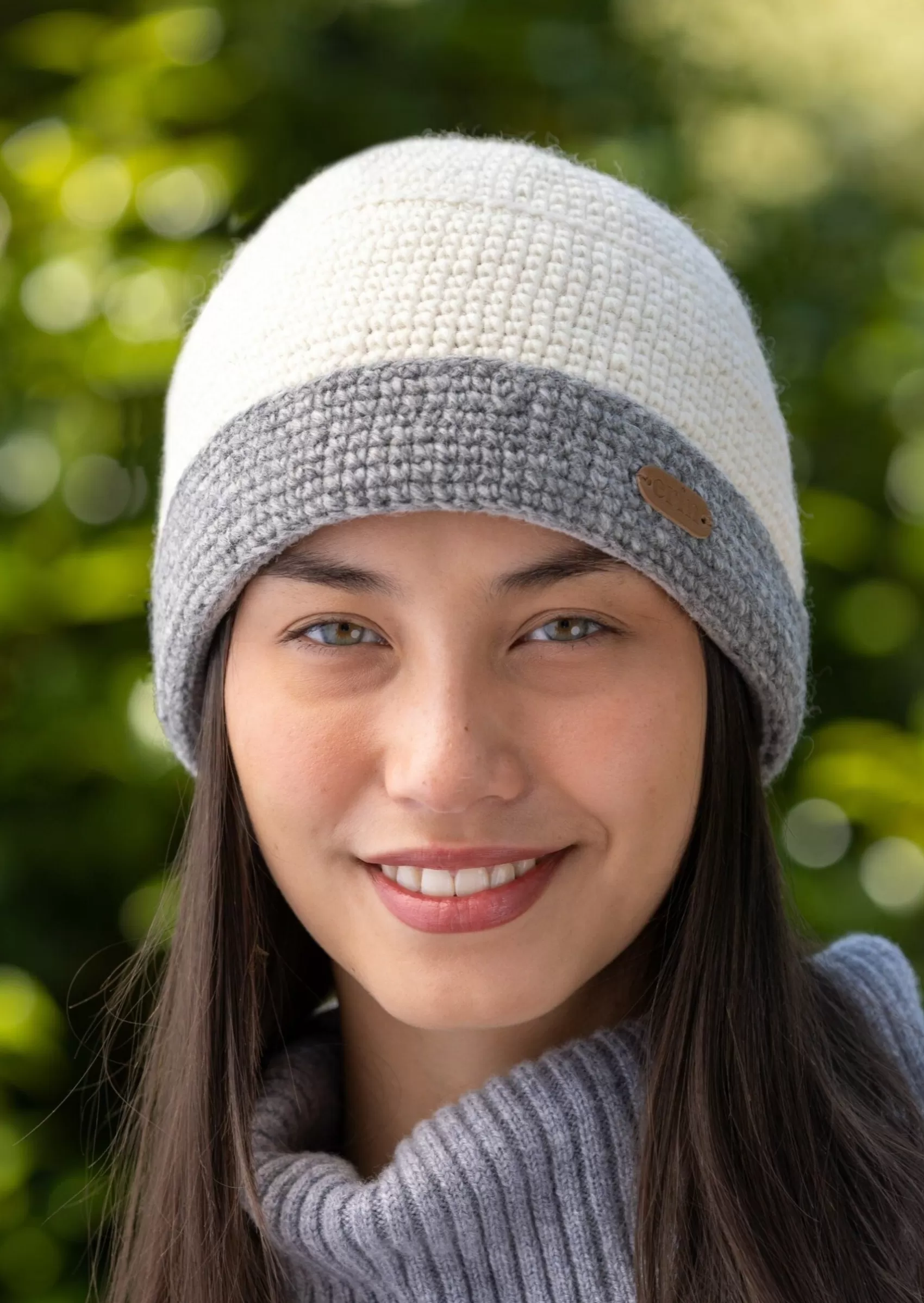 Hats & Caps^Erin Knitwear Crochet Turn up Hat | Grey Natural