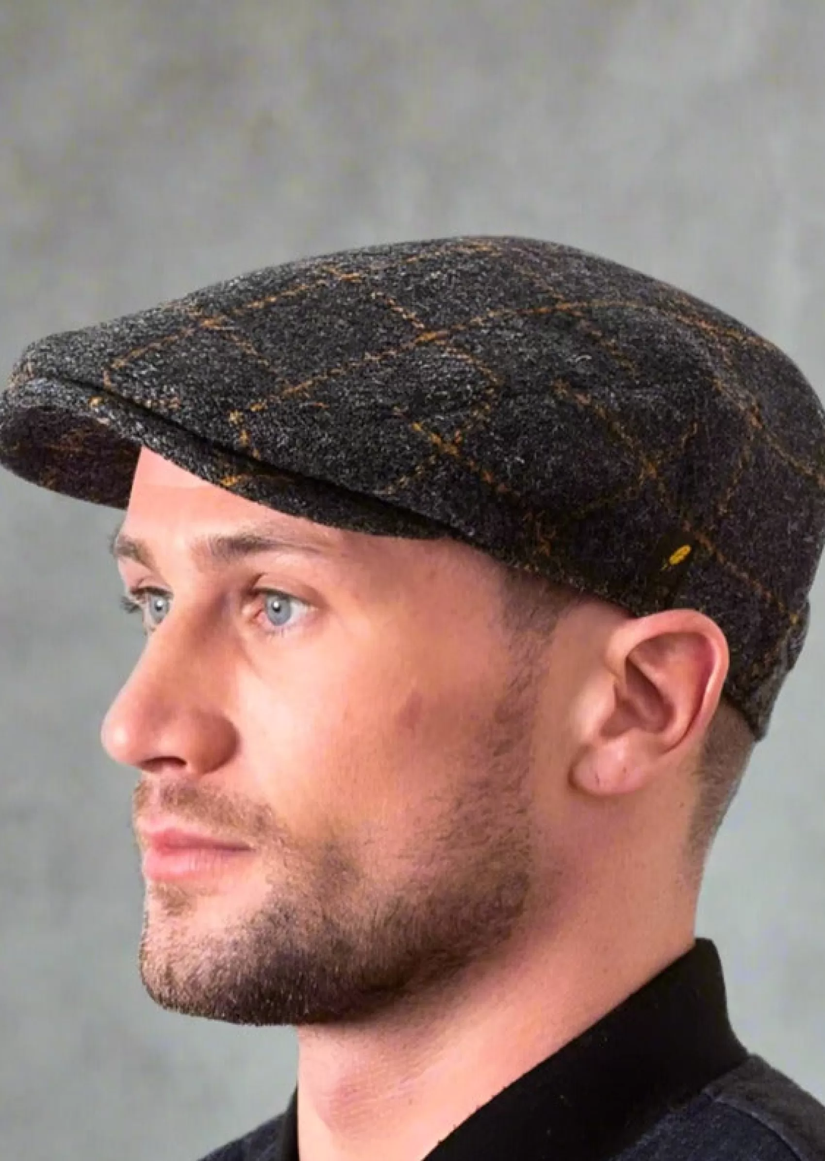 Traditional Hats^Hatman of Ireland Dubliner Charcoal Check Cap