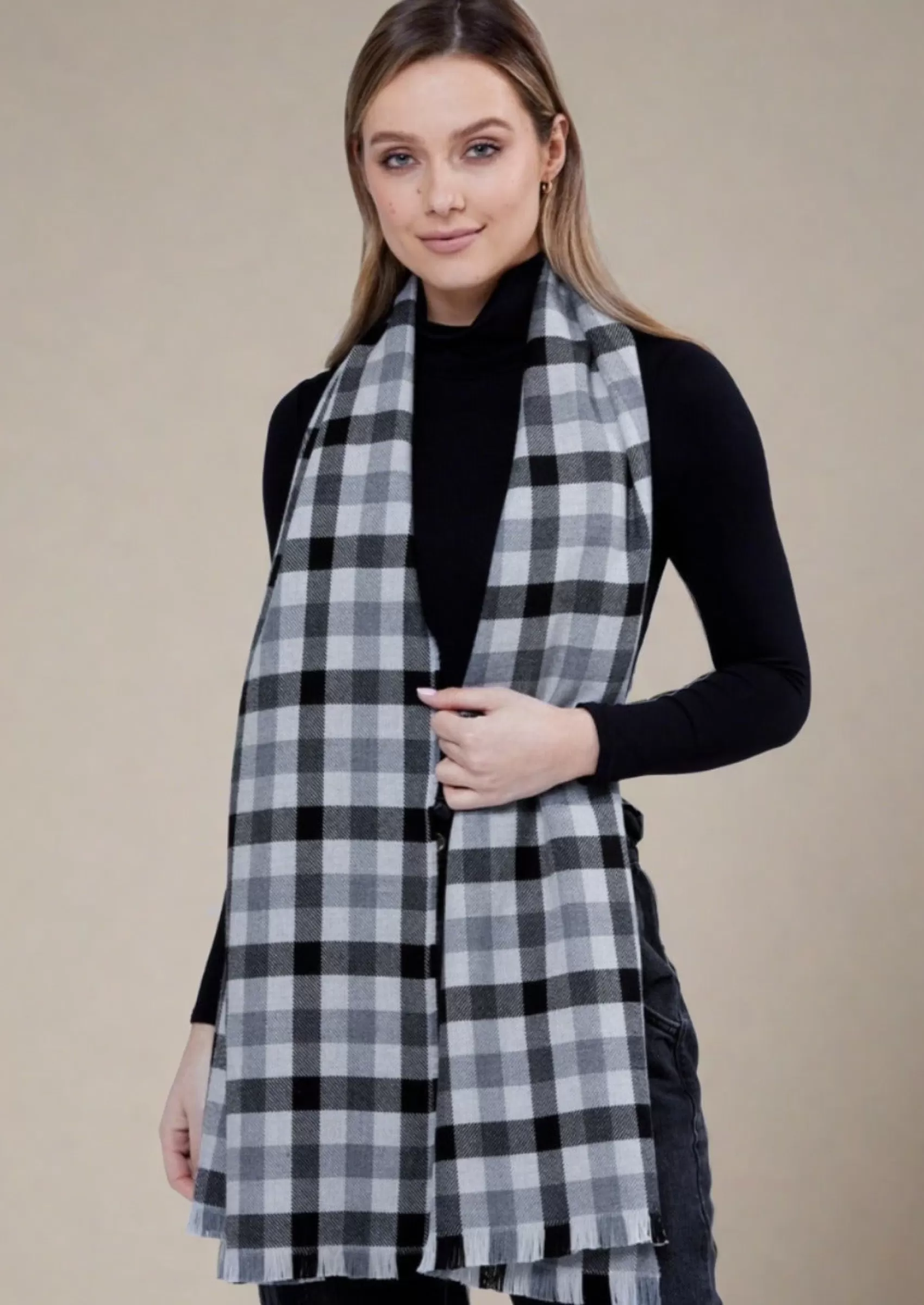 Scarves^Foxford Giant Merino Scarf | Charcoal Check