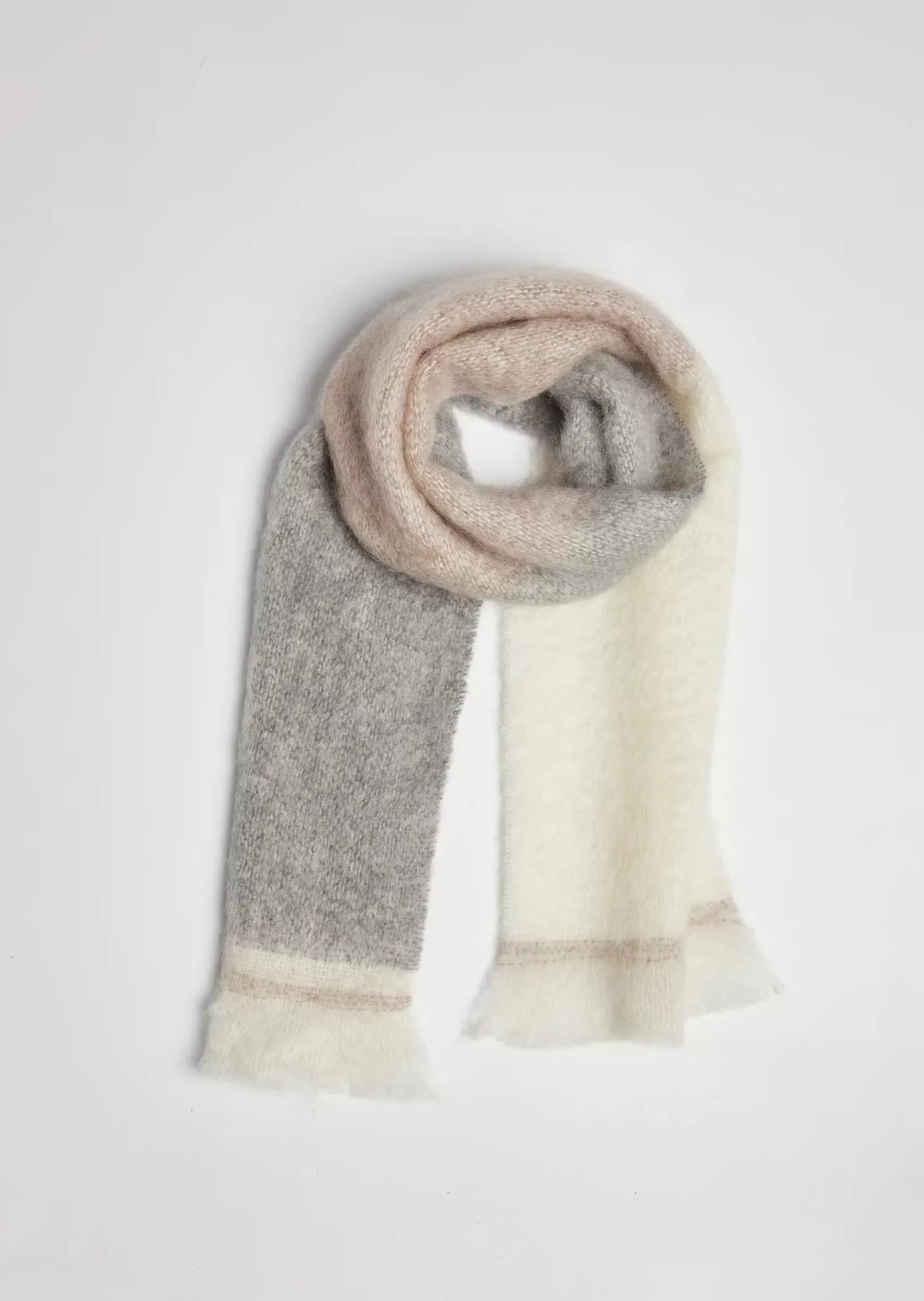 Scarves^Foxford Giant Mohair Scarf | Grey Mink Stripe