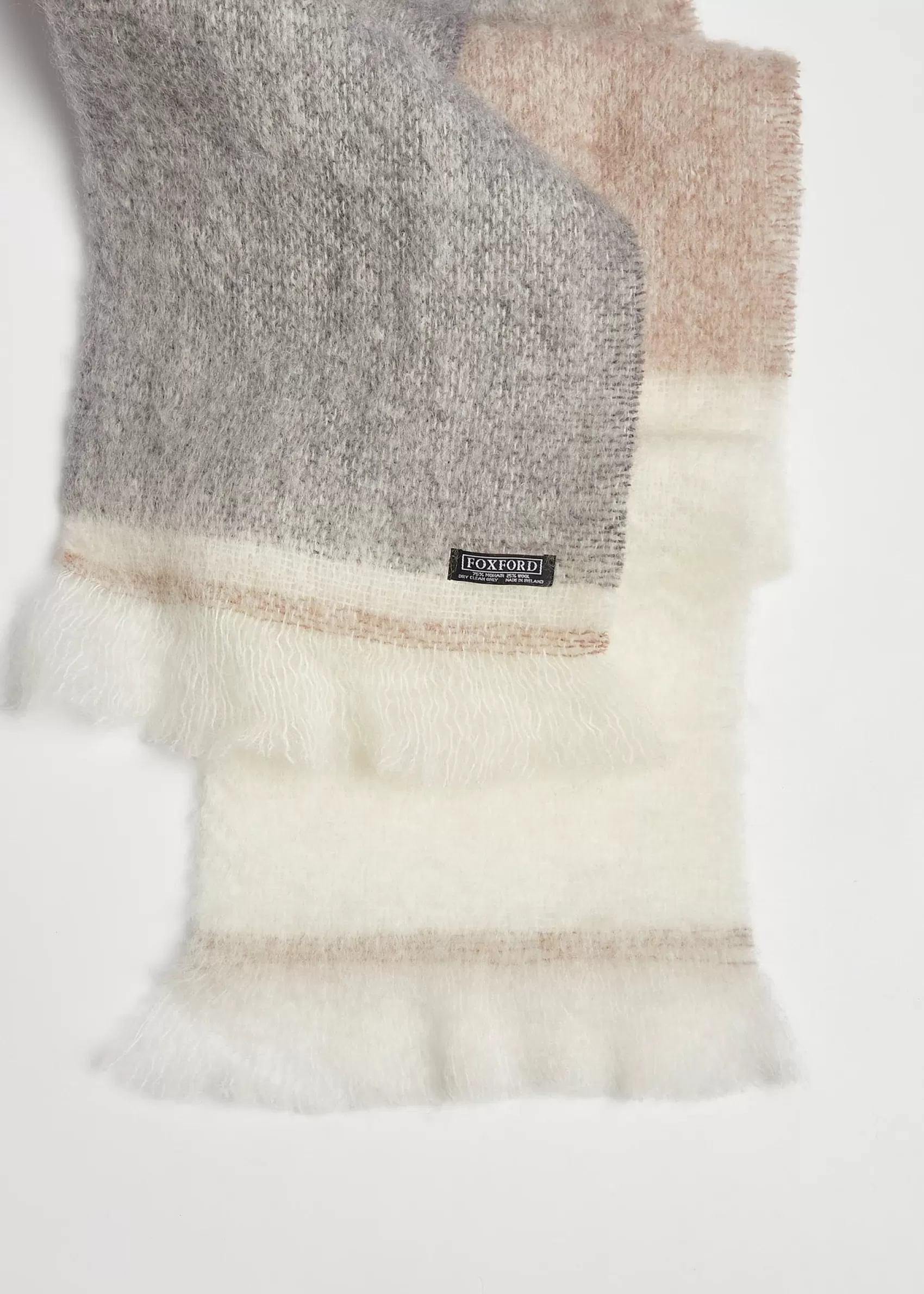 Scarves^Foxford Giant Mohair Scarf | Grey Mink Stripe