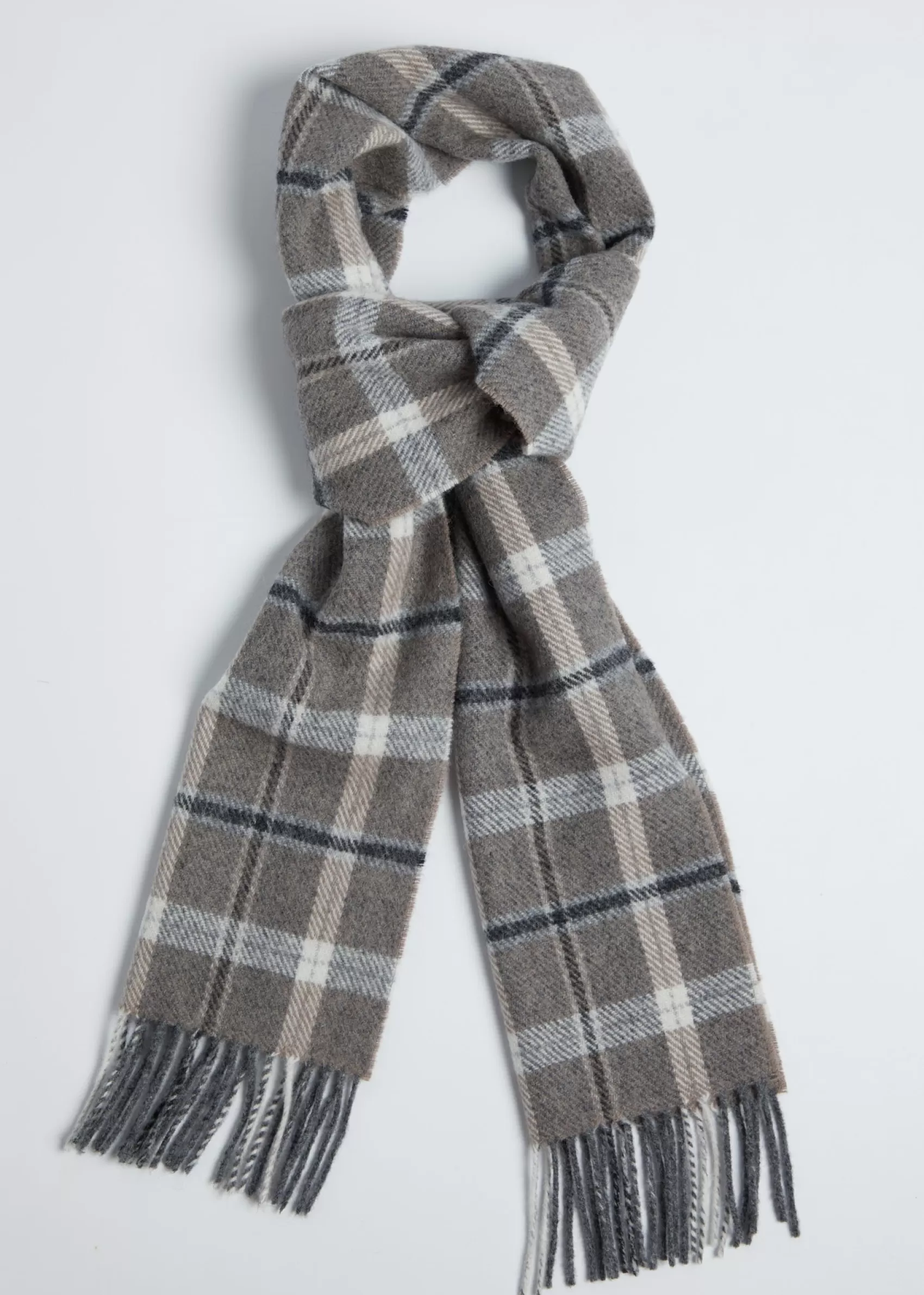 Scarves | Scarves^Foxford Lambswool Scarf | Grey & Mink Check