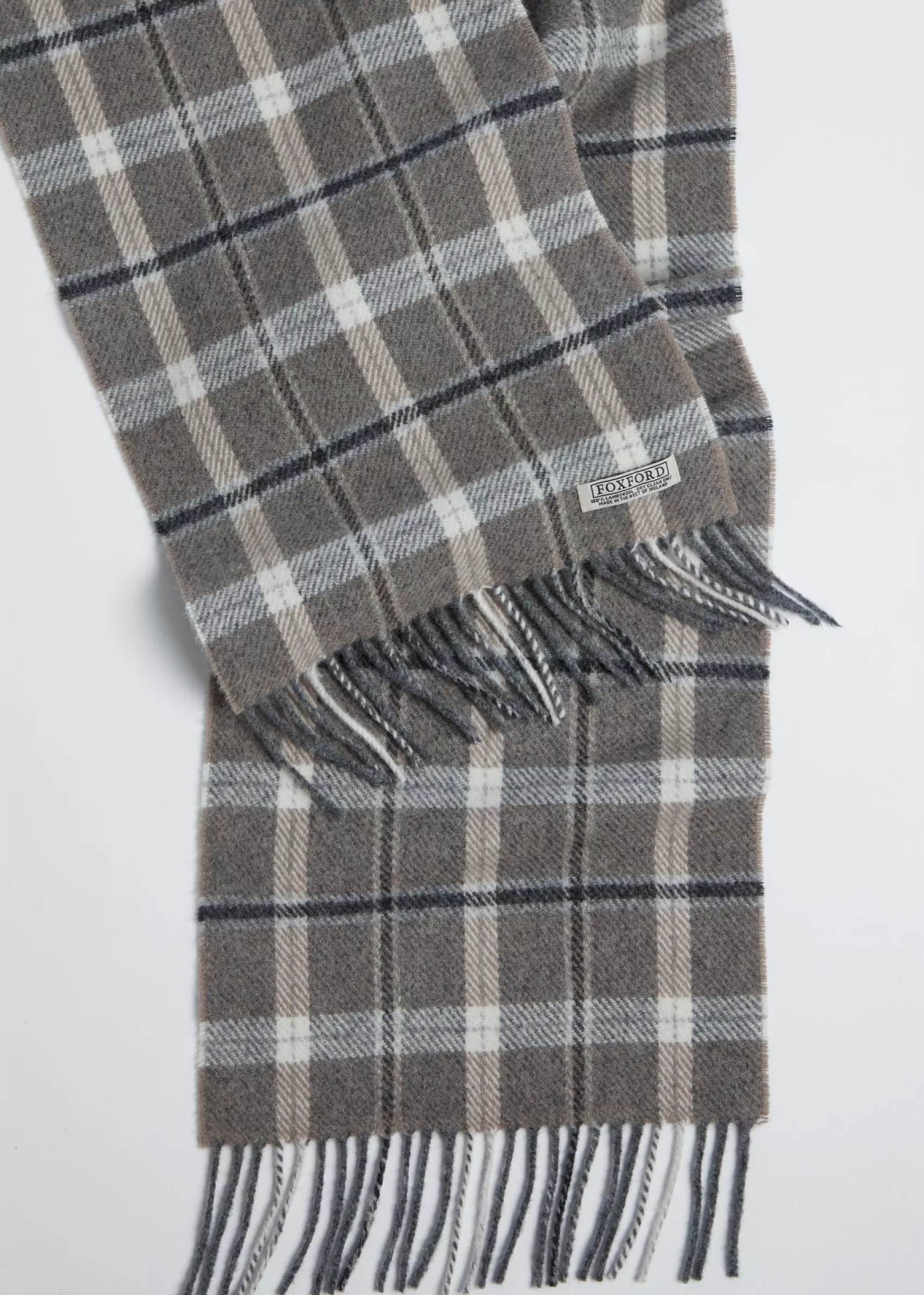 Scarves | Scarves^Foxford Lambswool Scarf | Grey & Mink Check