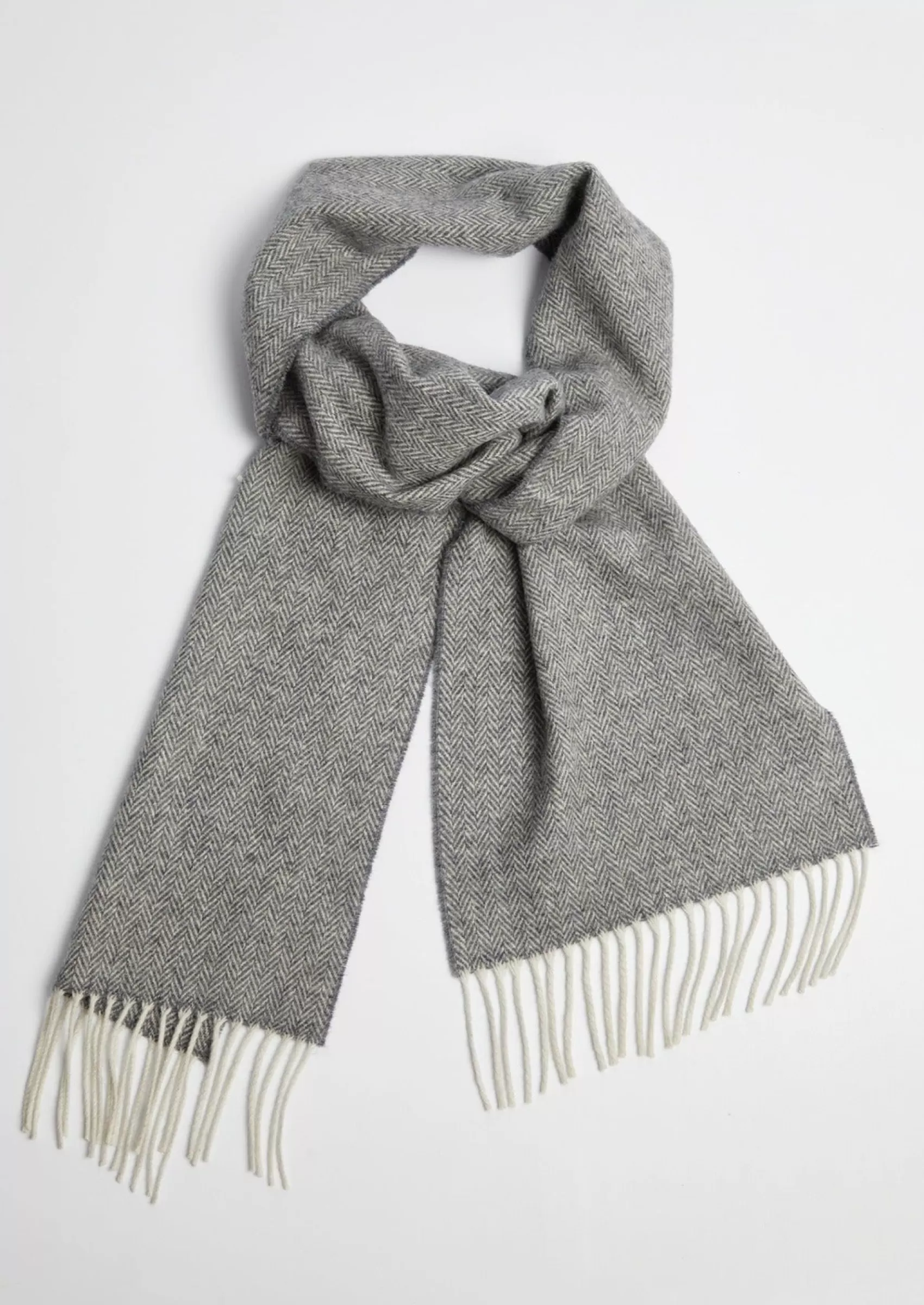 Scarves | Scarves^Foxford Lambswool Scarf | Grey Herringbone