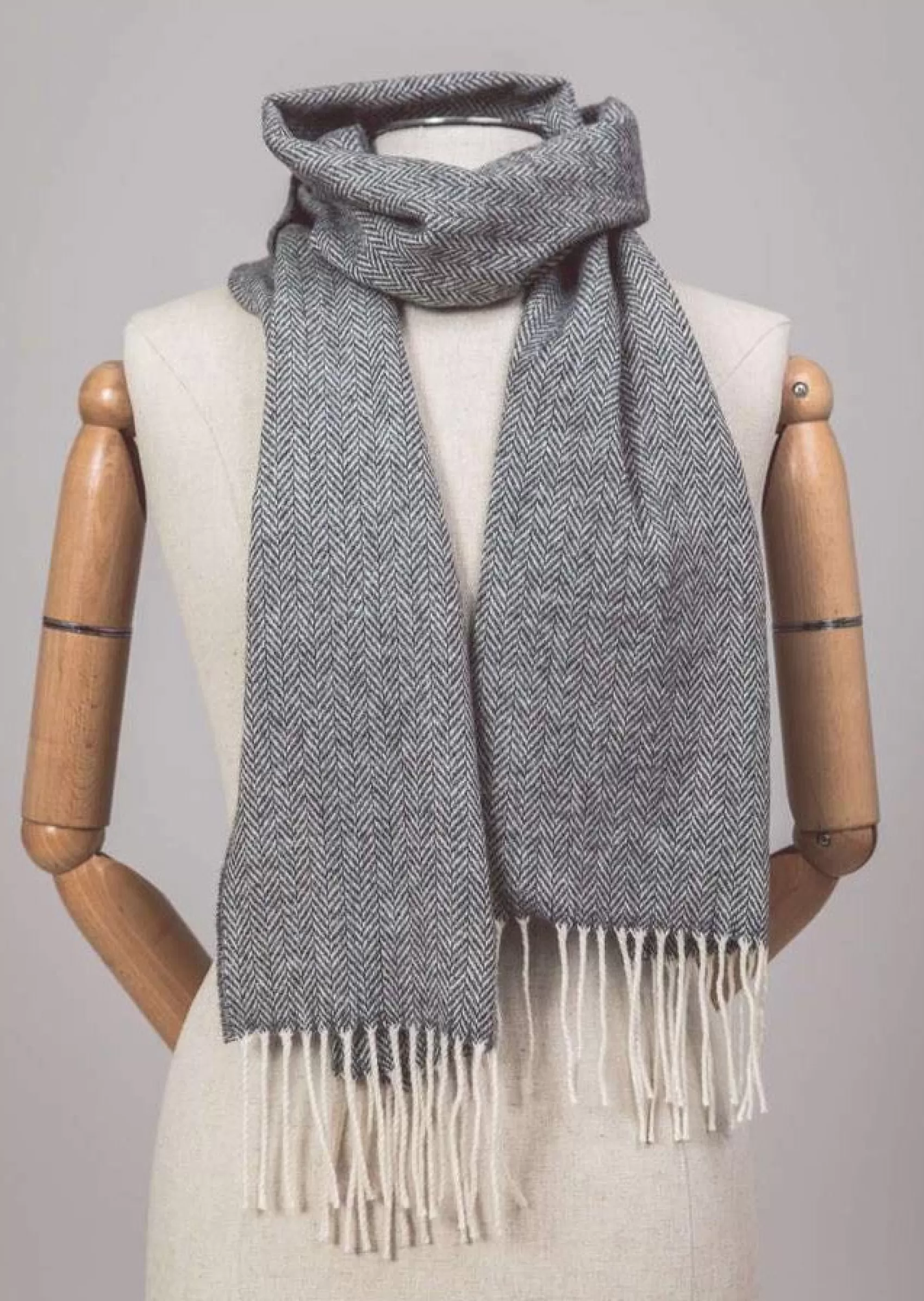 Scarves | Scarves^Foxford Lambswool Scarf | Grey Herringbone