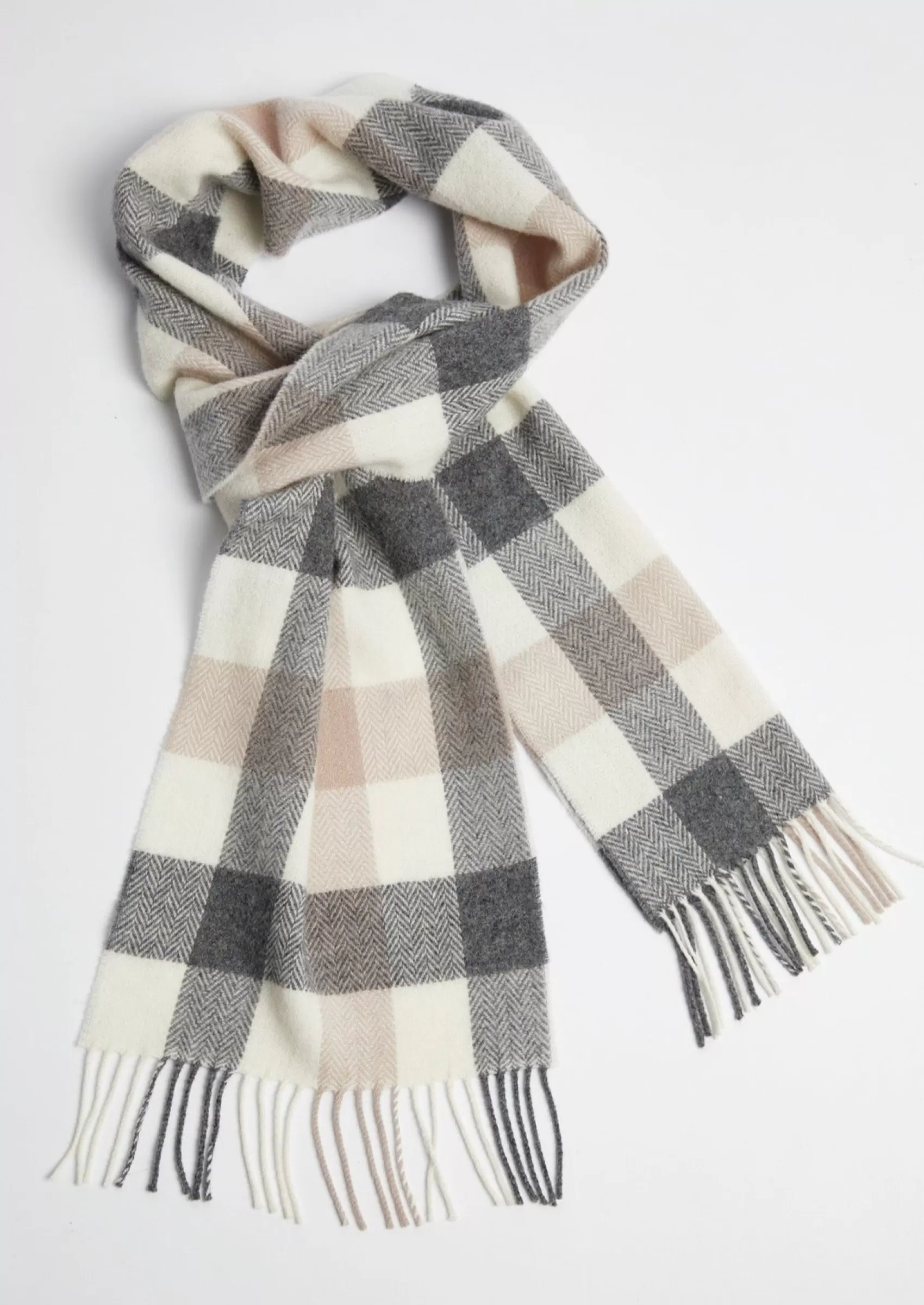 Scarves | Scarves^Foxford Lambswool Scarf | Neutral Block Check