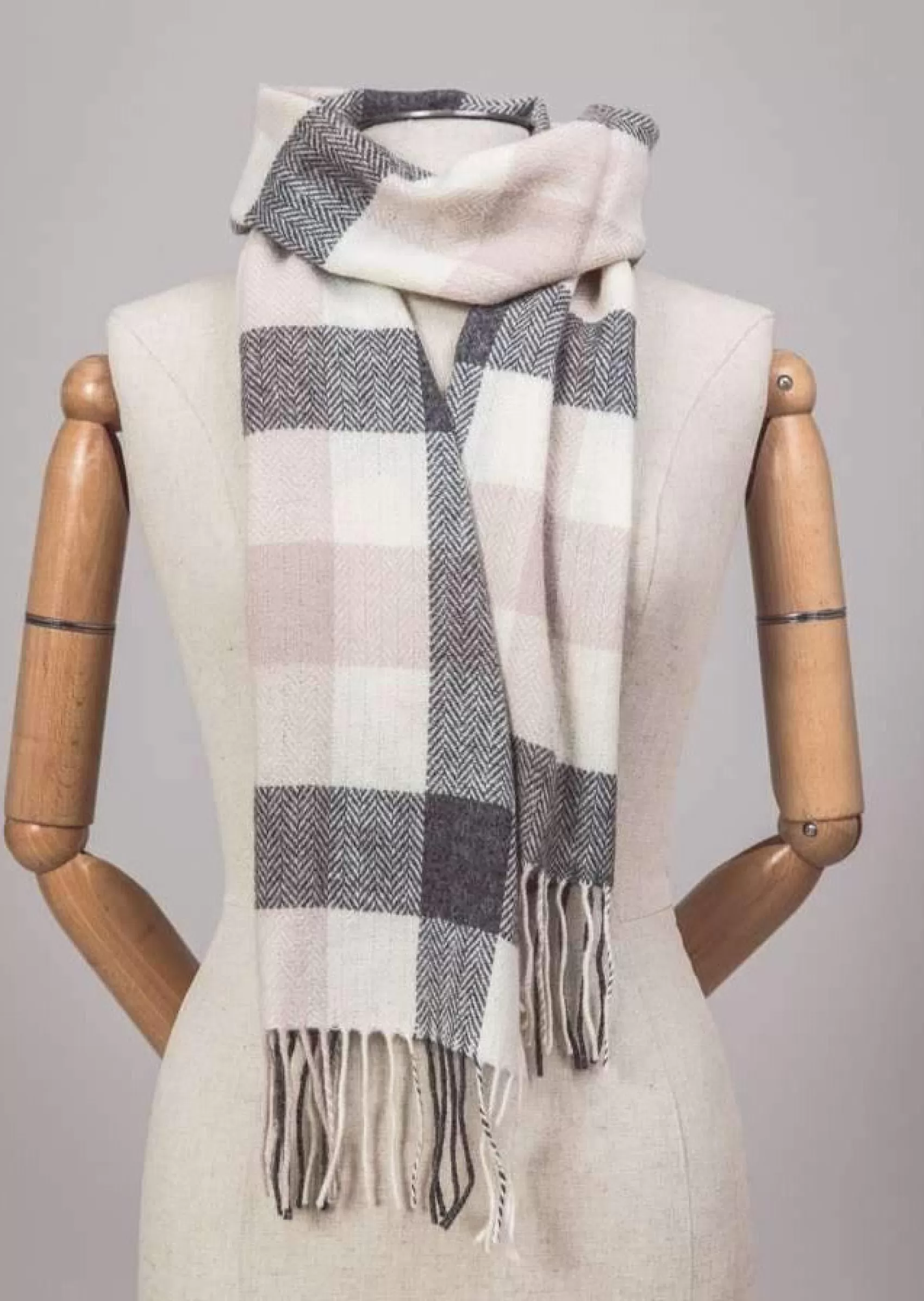 Scarves | Scarves^Foxford Lambswool Scarf | Neutral Block Check