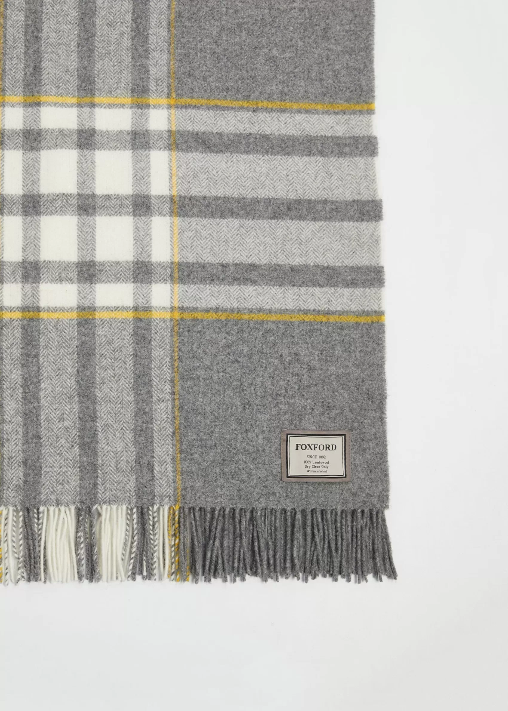 Blankets & Throws | Lambswool Blankets^Foxford Lambswool Throw | Grey White Yellow