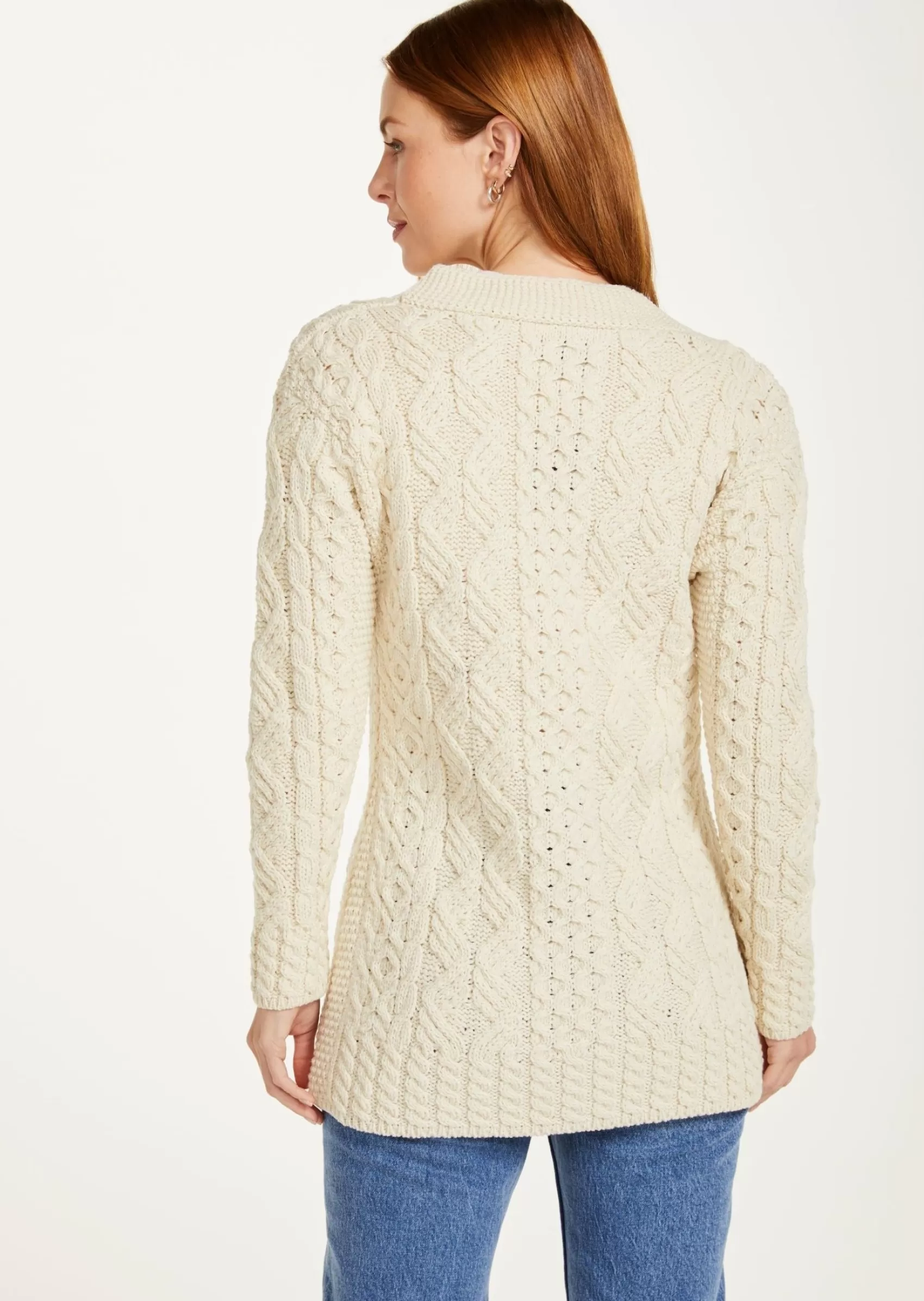 Aran Sweaters | Aran Cardigans^Aran Woollen Mills Glebe Aran Long Line Cardigan | Natural